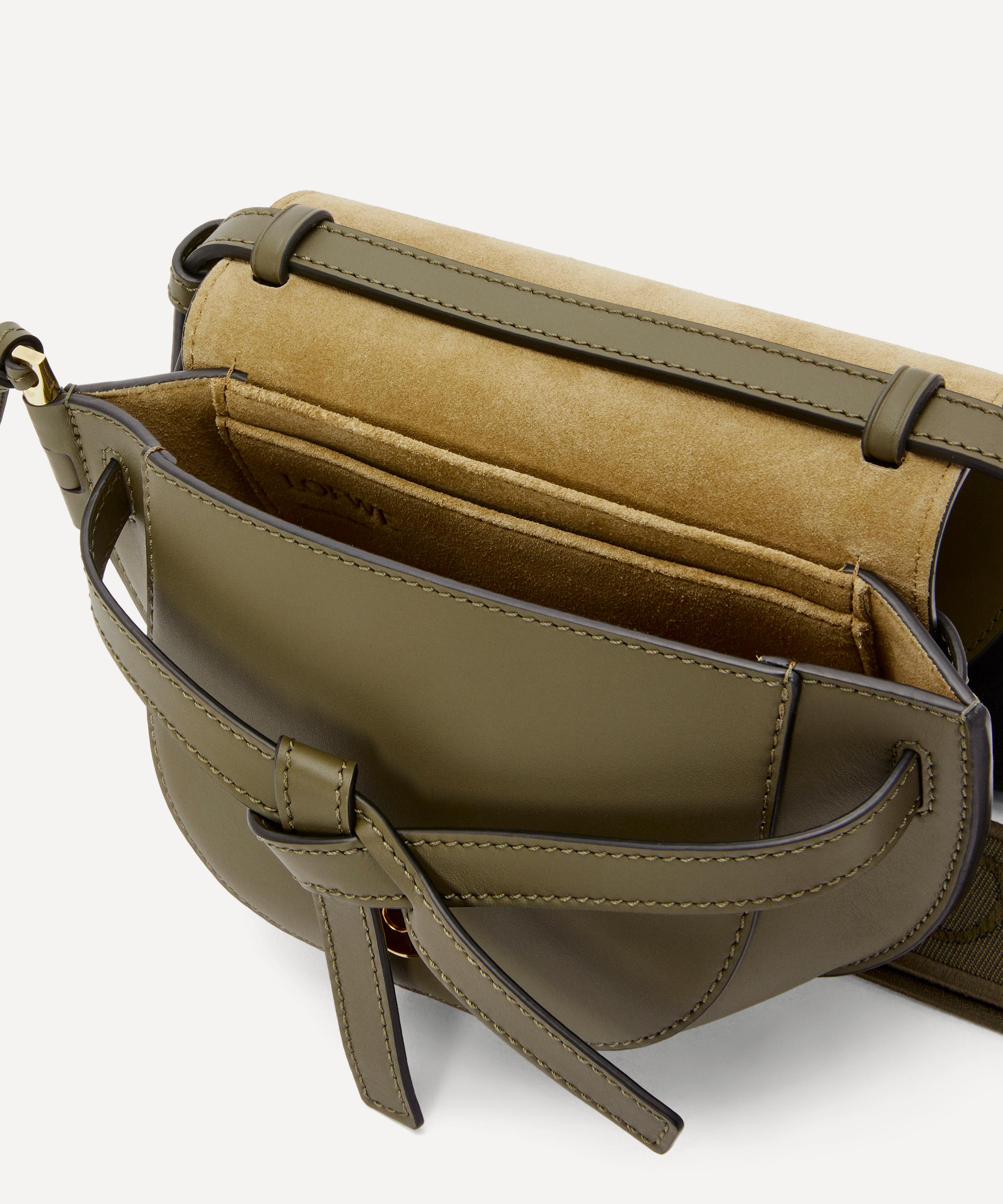 Mini Gate Dual bag in soft calfskin and jacquard Olive Green/Khaki