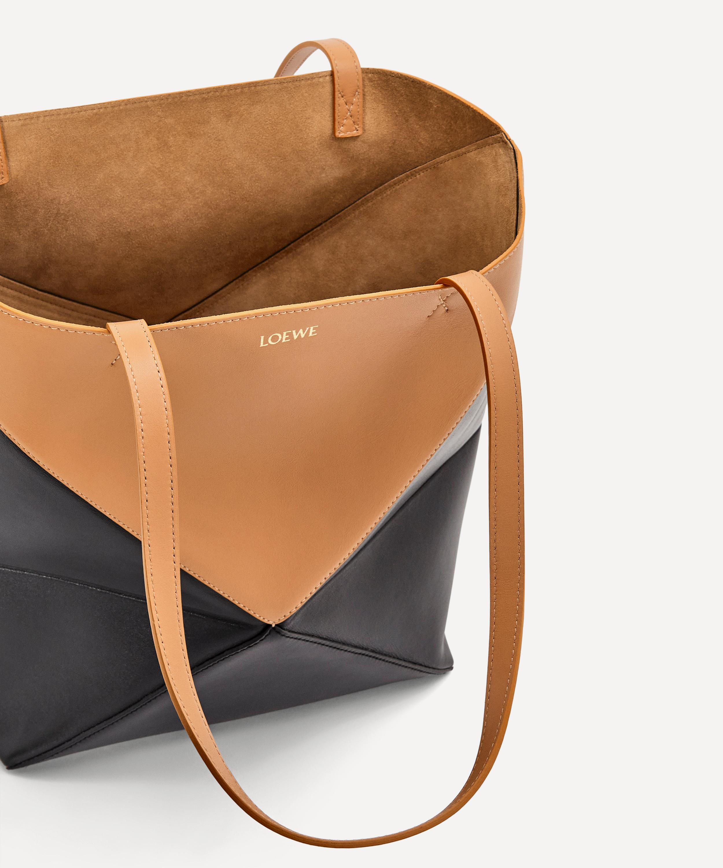 Puzzle Fold Mini Leather Tote Bag in Brown - Loewe