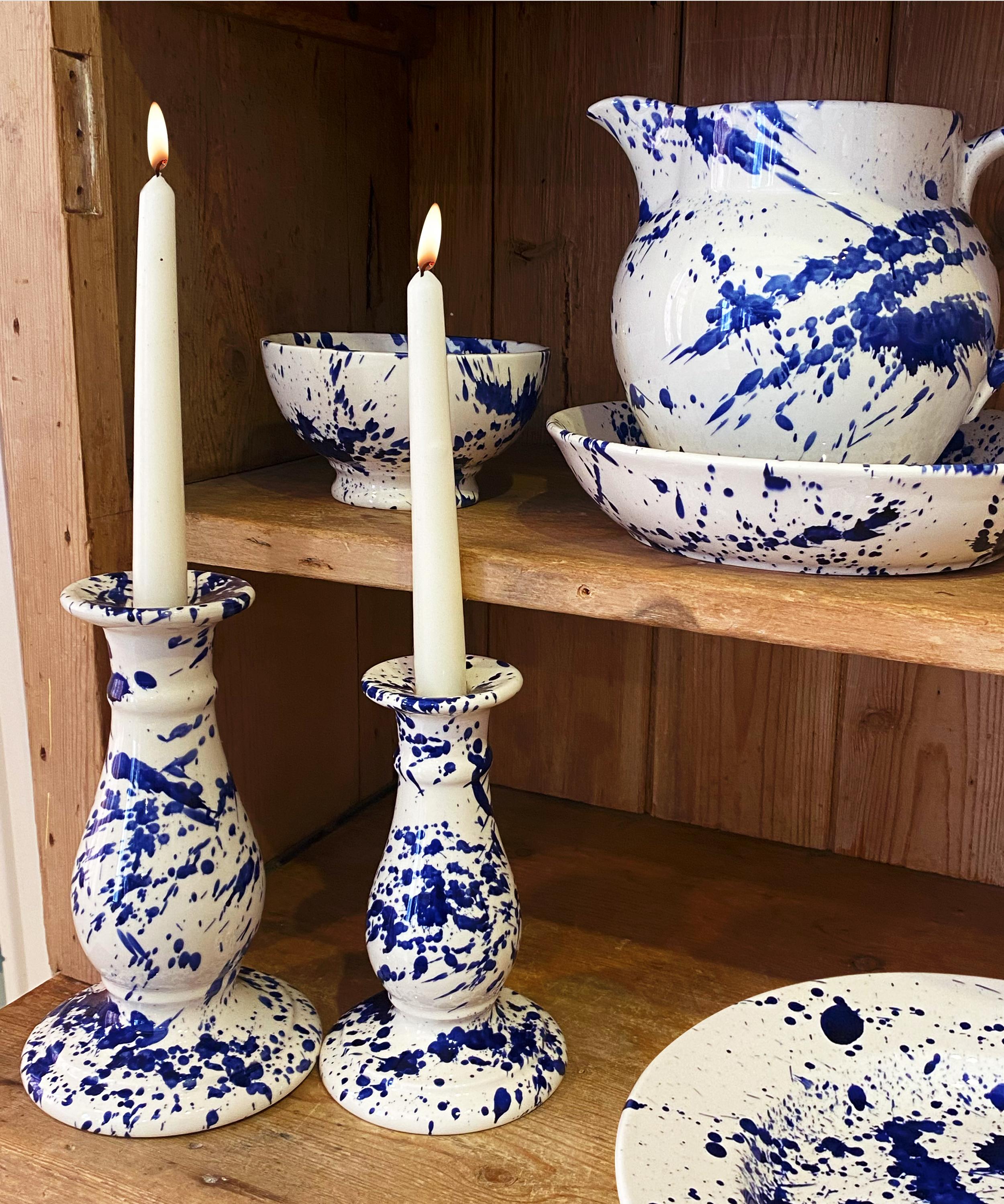 Emma Bridgewater - Blue Splatter Small Candlestick image number 1