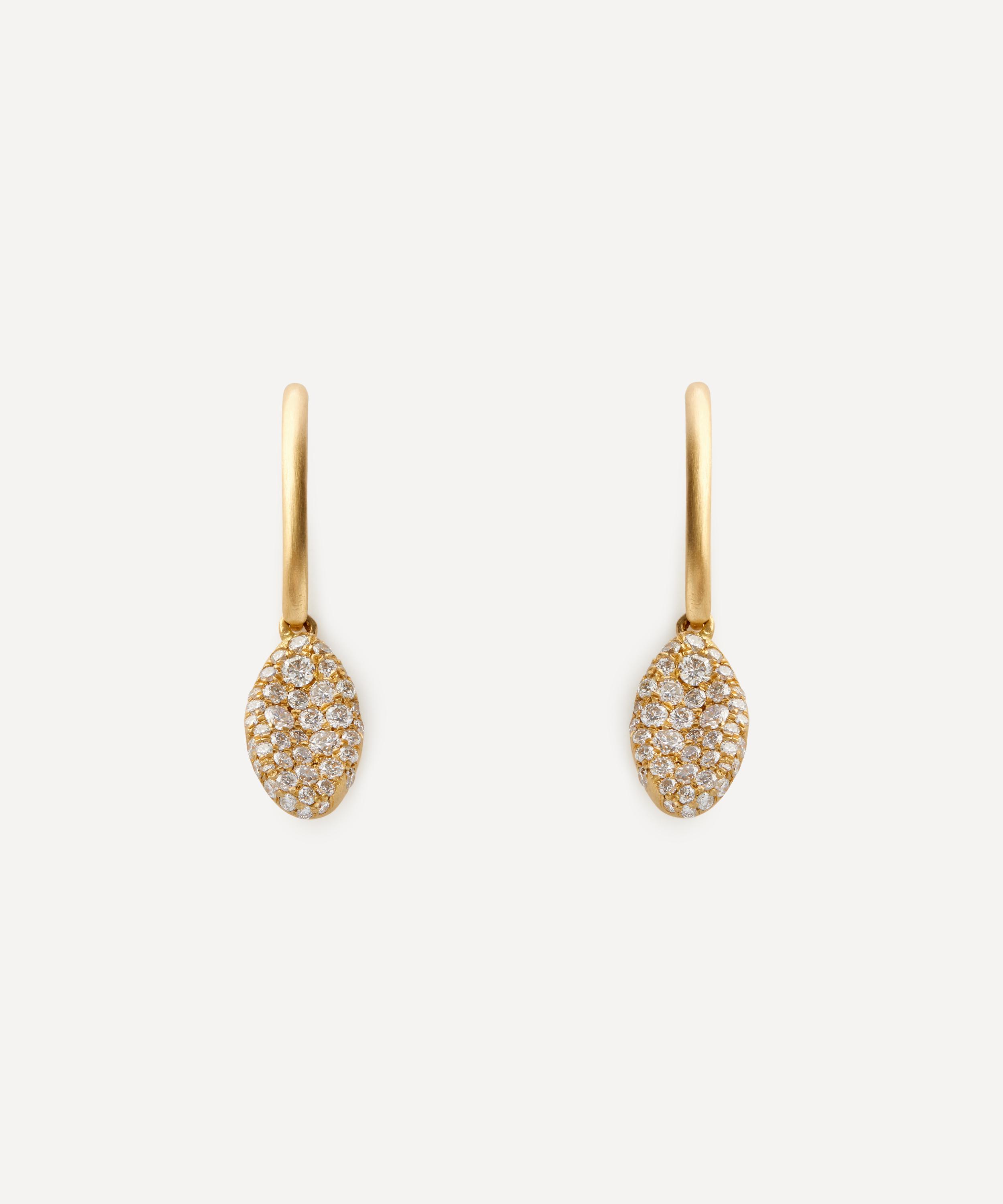 Nada Ghazal - 18ct Gold Baby Malak Ice Original Marquise Drop Earrings image number 0