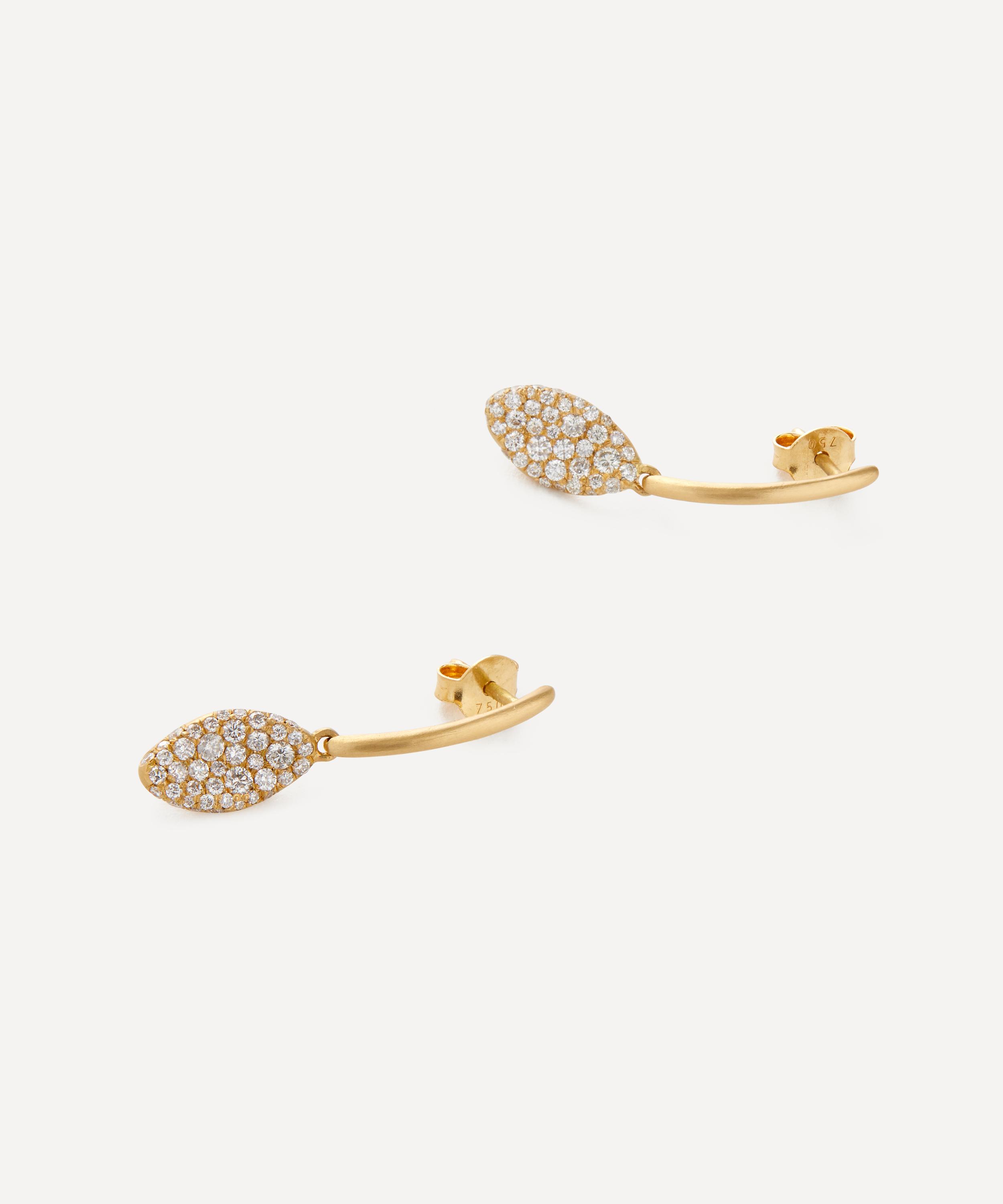 Nada Ghazal - 18ct Gold Baby Malak Ice Original Marquise Drop Earrings image number 1