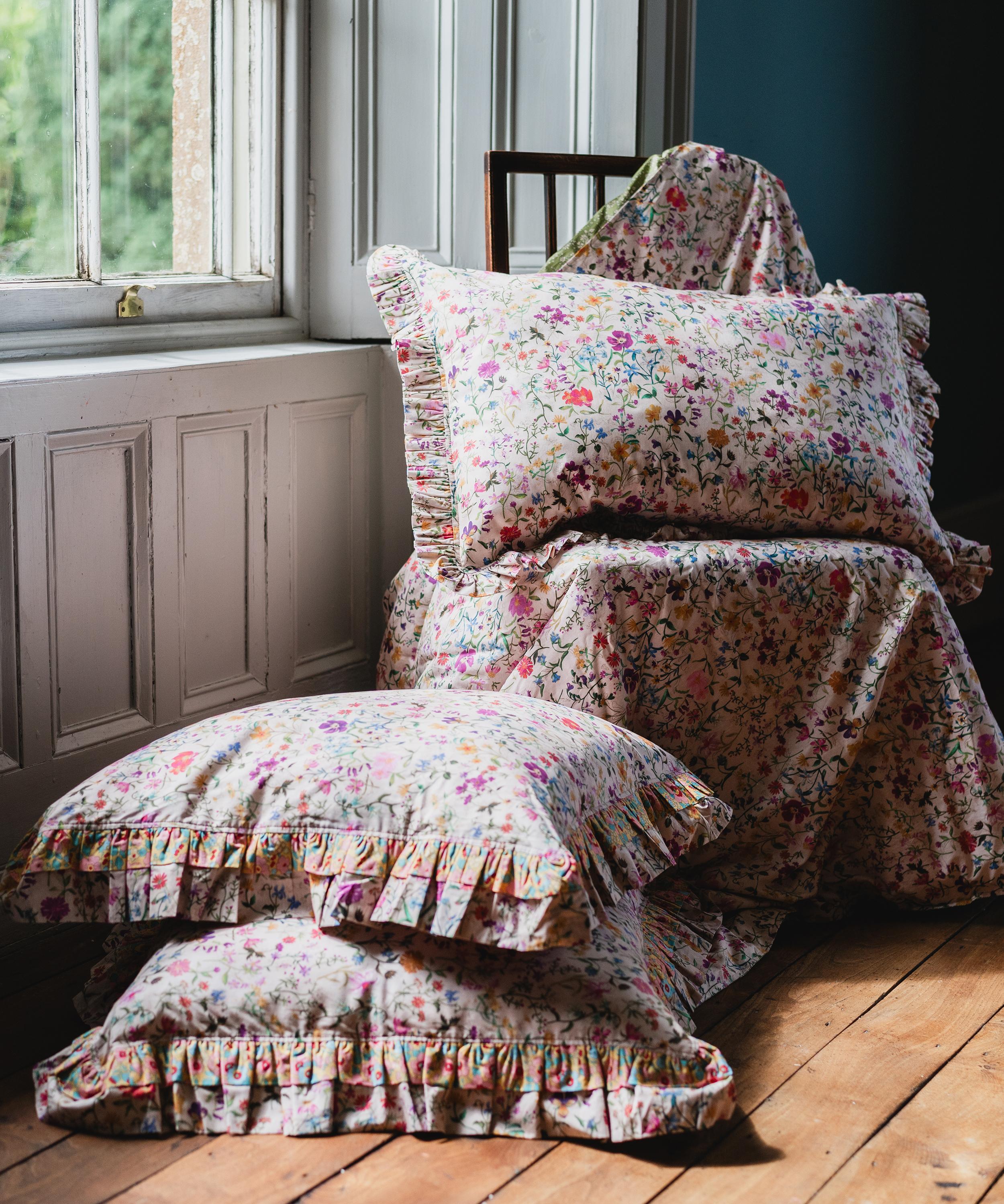 Coco Wolf Double Ruffle Linen Garden Square Cushion Liberty