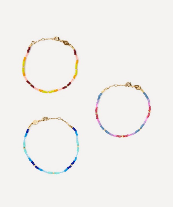 ANNI LU - 18ct Gold-Plated Tie Dye Violet and Tie Dye Sunshine Bracelet Set of Three image number null