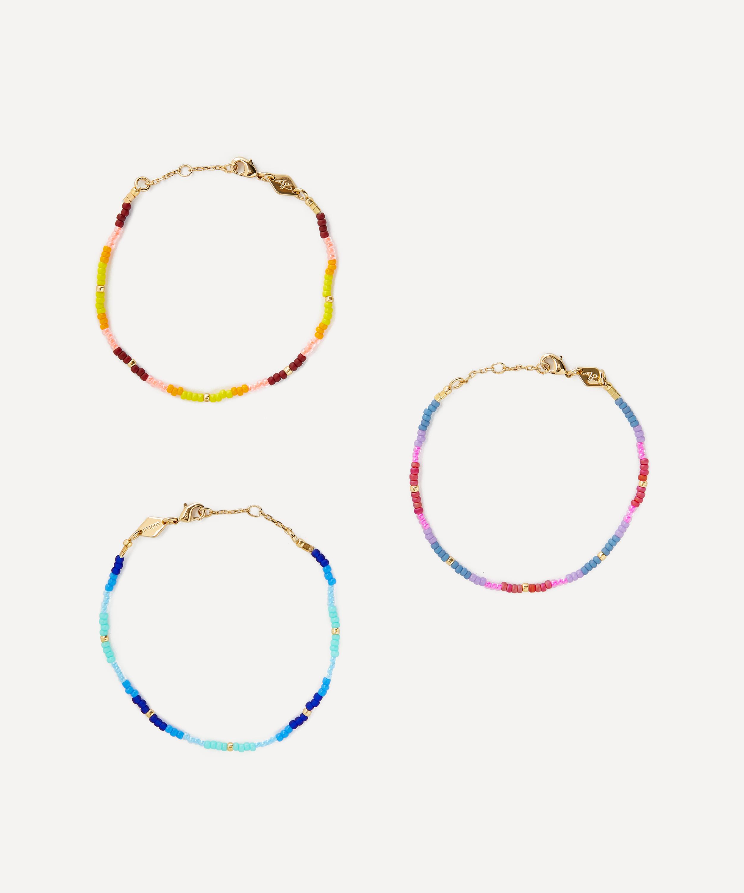 ANNI LU - 18ct Gold-Plated Tie Dye Violet and Tie Dye Sunshine Bracelet Set of Three image number 0