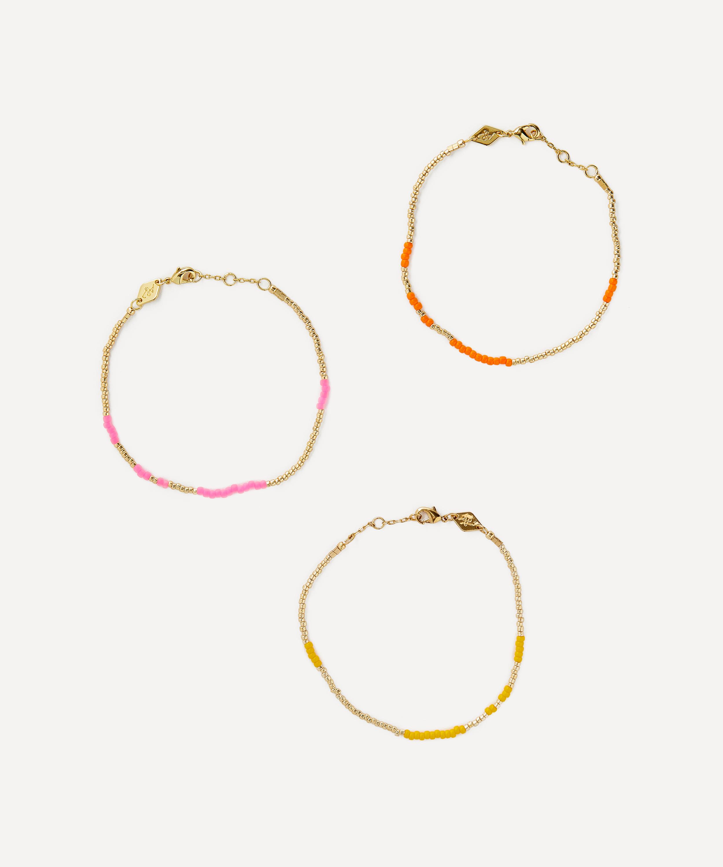 ANNI LU - 18ct Gold-Plated Asym Beaded Bracelet Set of Three