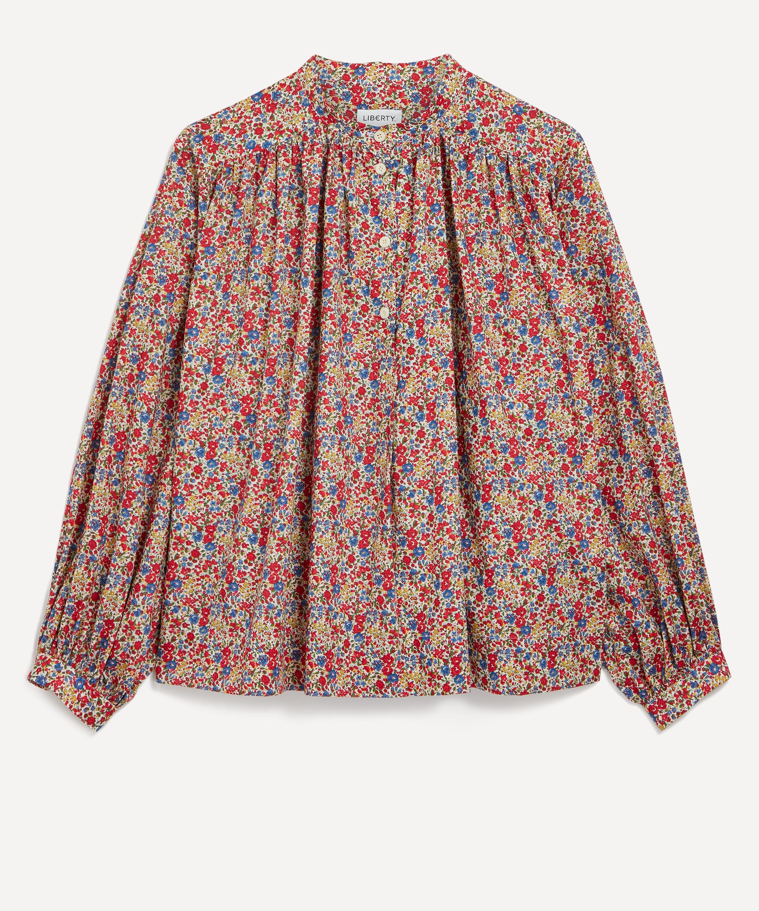 Flower Print Cotton Poplin Crop Shirt