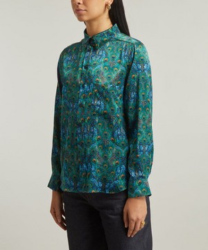 Liberty - Peacock Manor Relaxed Silk Shirt image number 2