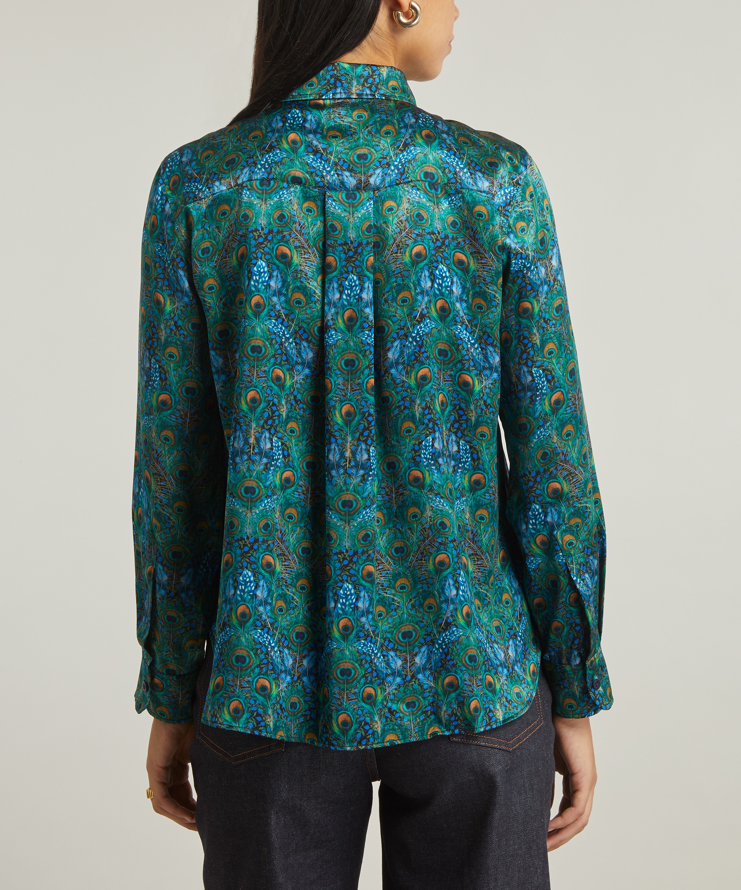 Liberty - Peacock Manor Relaxed Silk Shirt image number 3