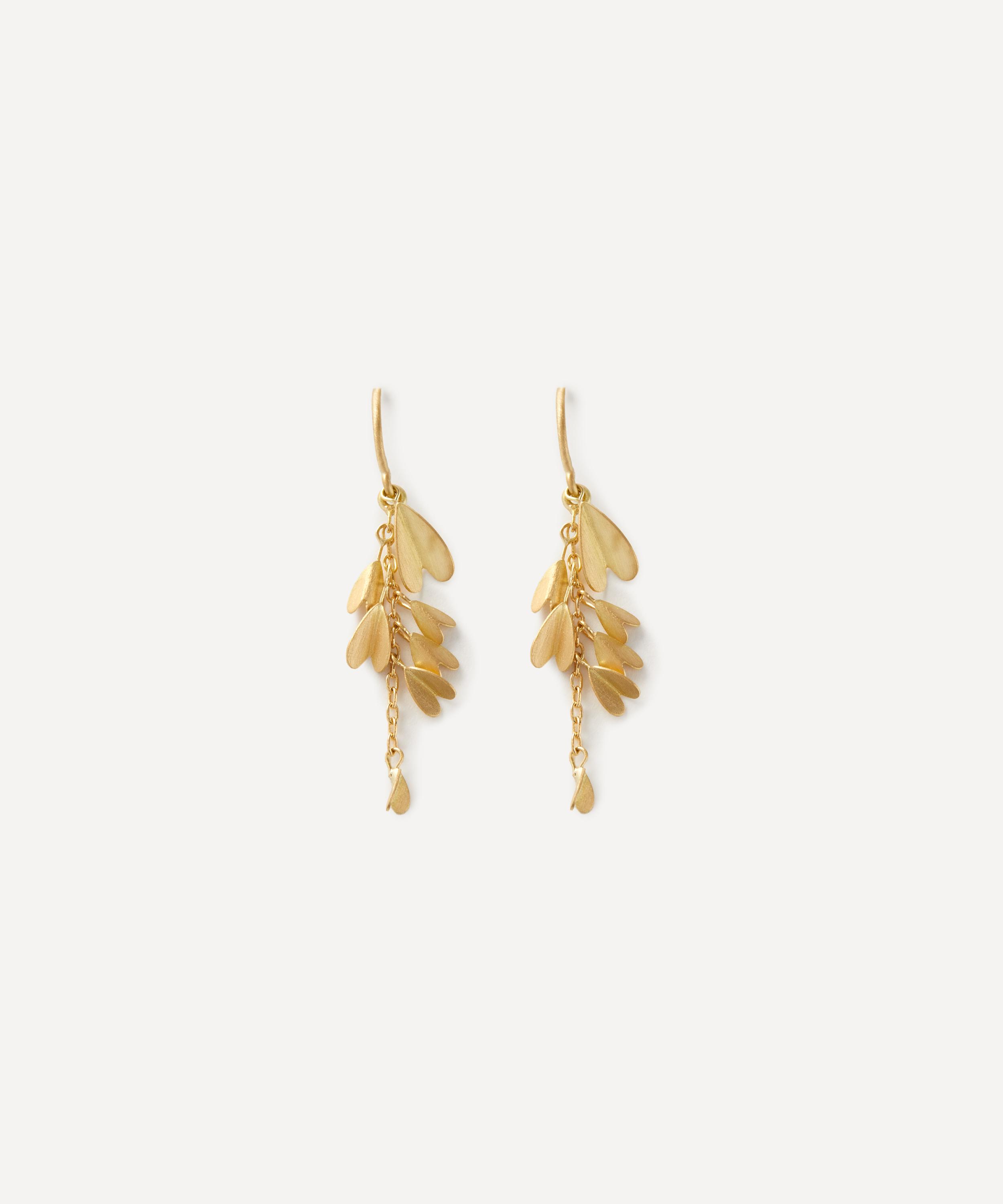 Sia Taylor - 18ct Gold Tiny Wings Drop Earrings image number 0