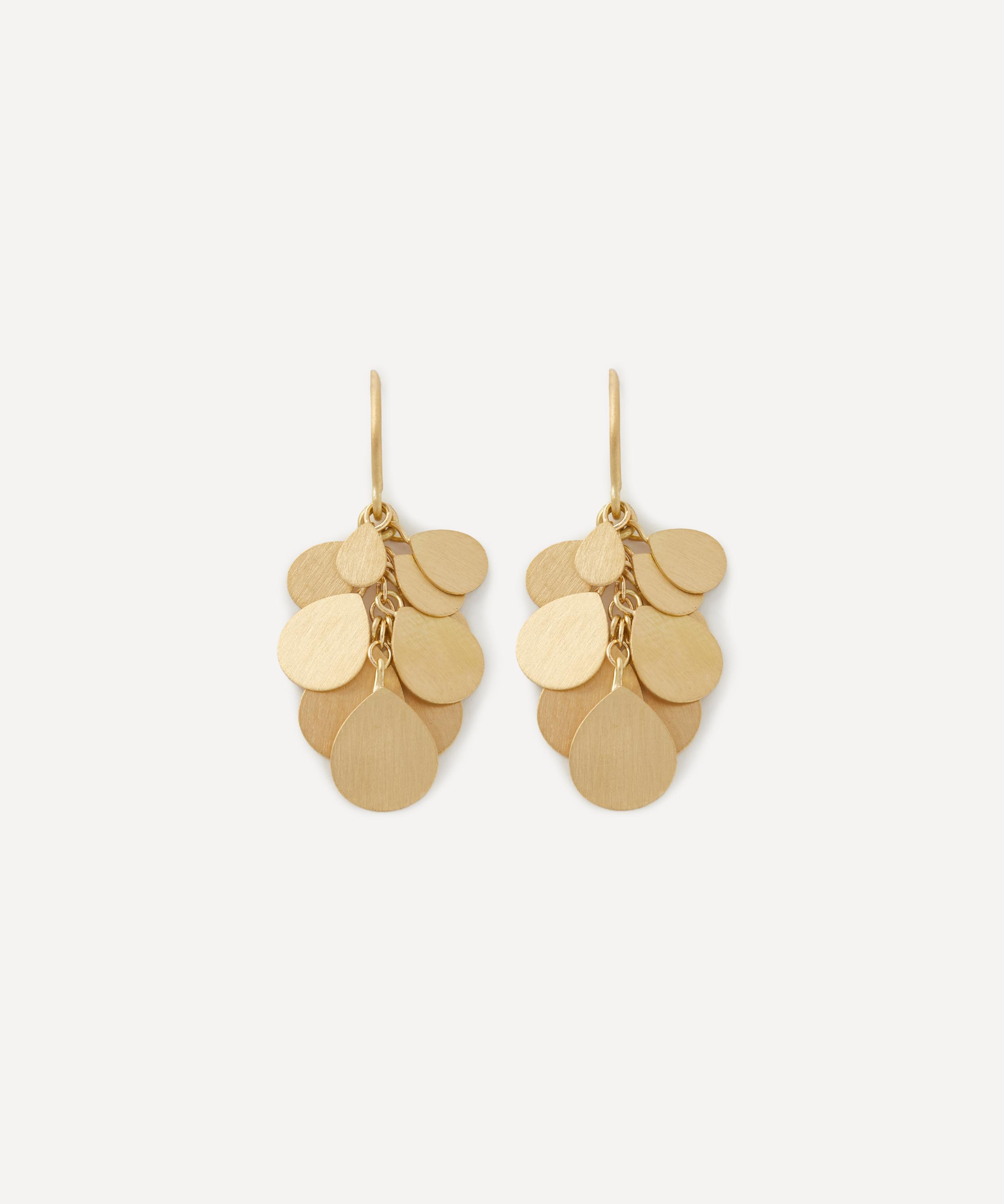 Sia Taylor 18ct Gold Petals Drop Earrings Liberty