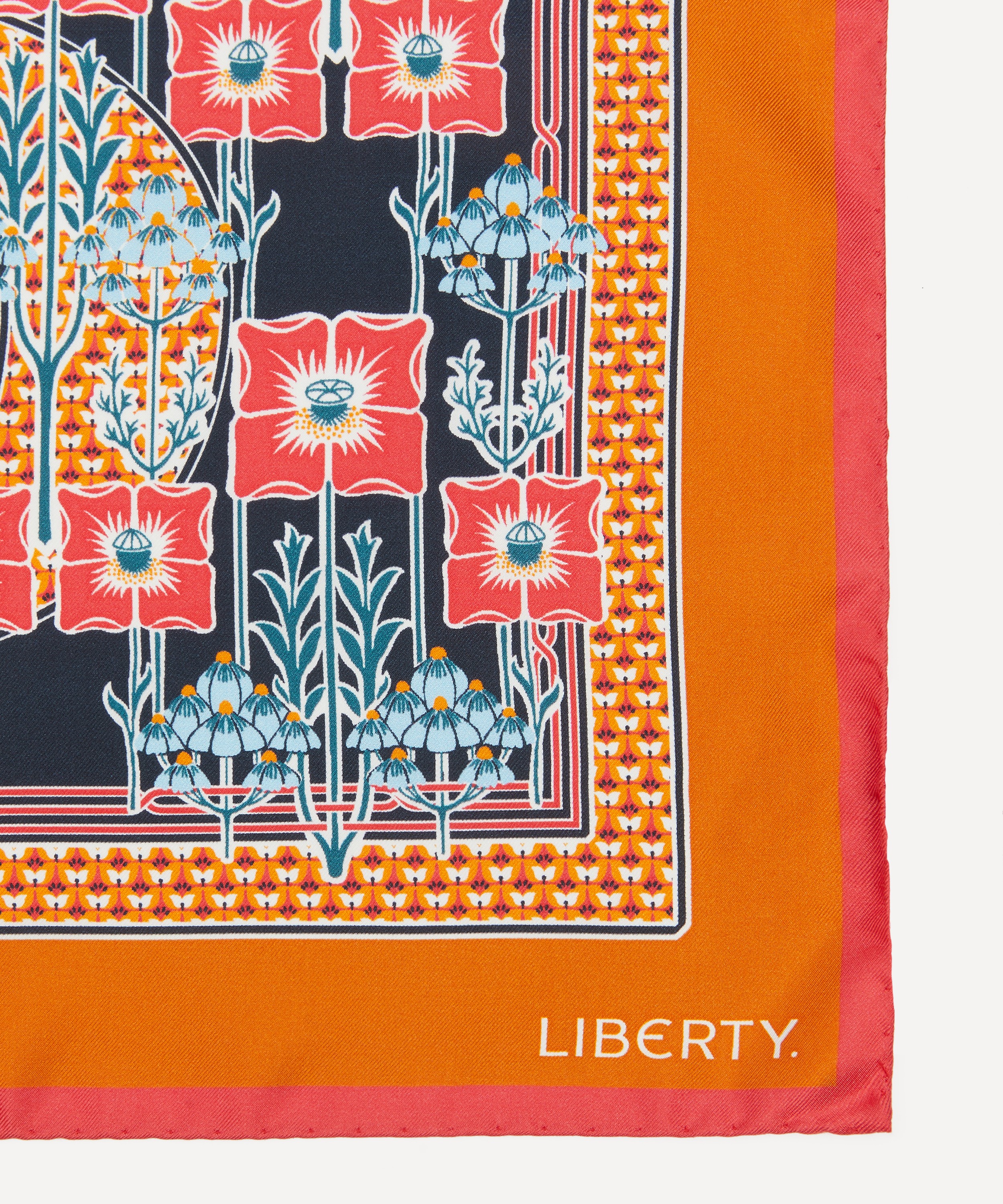 Liberty - Alphabet Poppy Hedgerow B 45X45 Silk Scarf image number 3