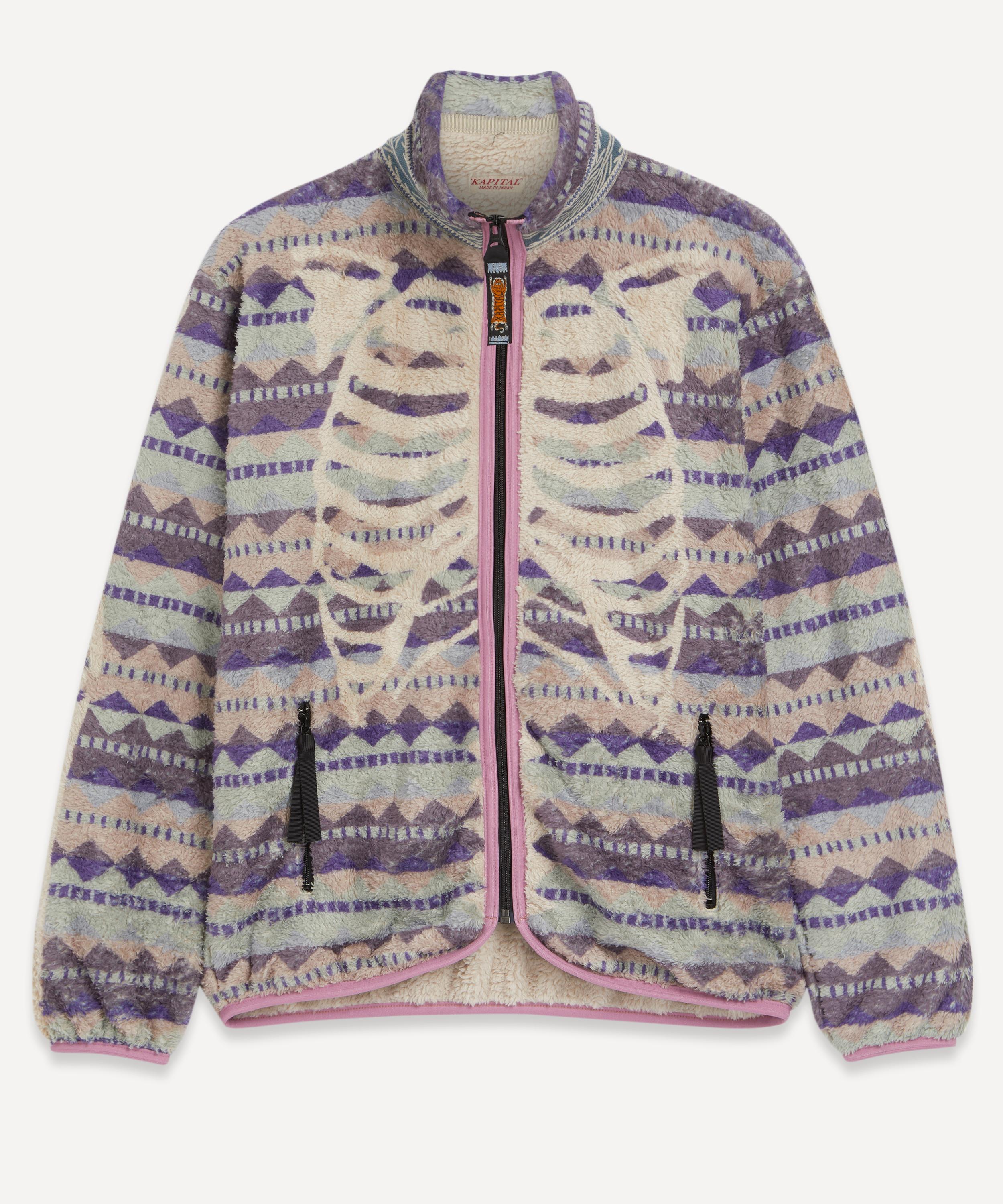 Kapital - Ashland Printed Bone Zip-Up Fleece Blouson image number 0