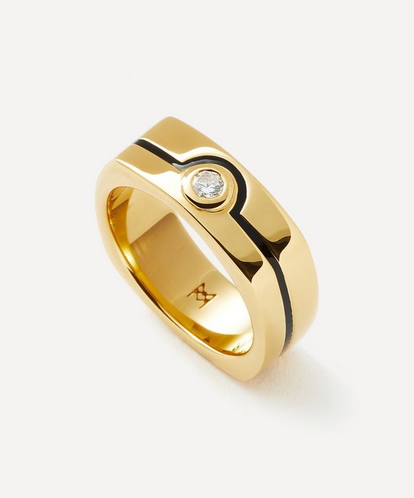 Missoma - 18ct Gold-Plated Enamel and Stone Byline Wide Band Ring