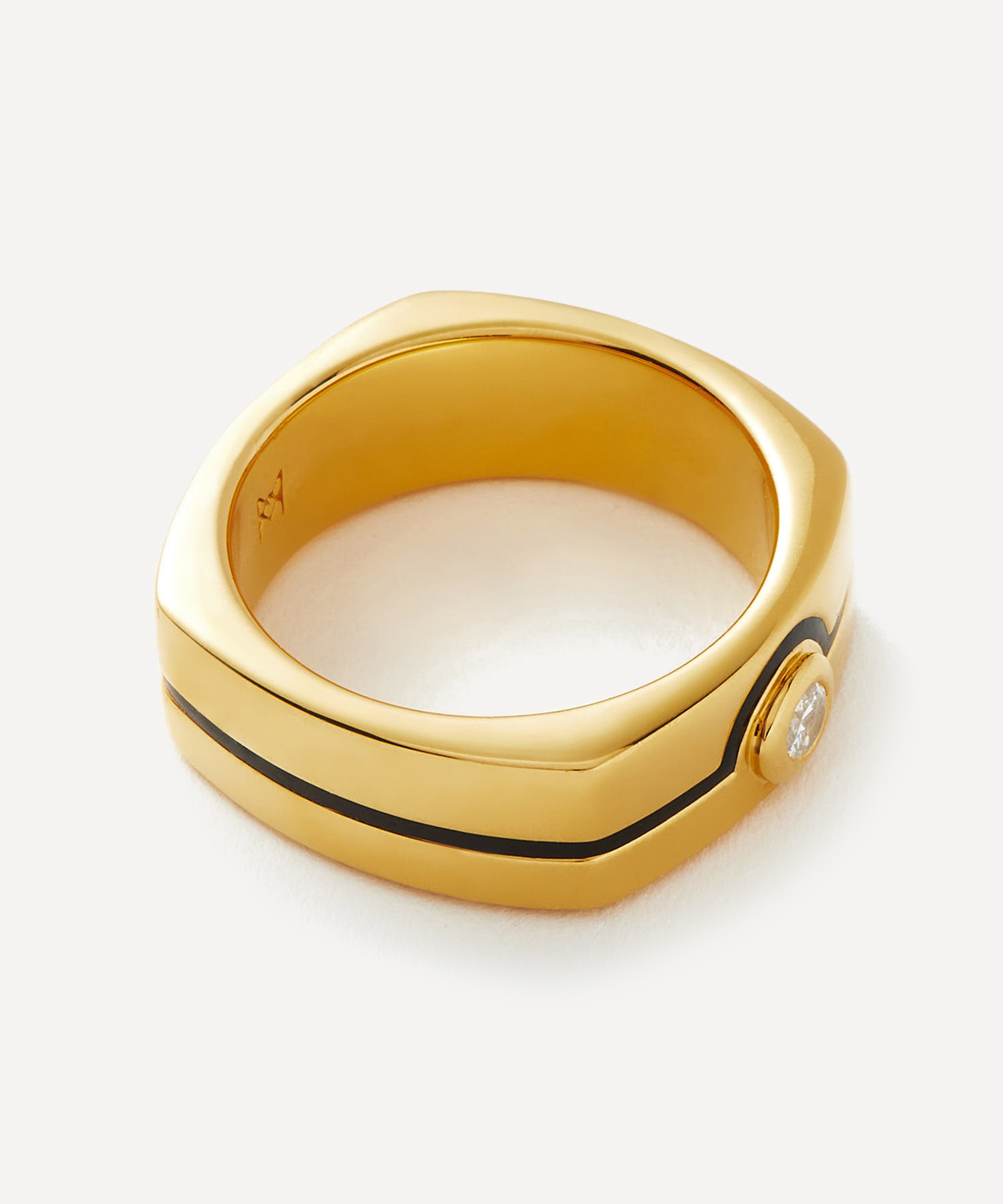 Missoma - 18ct Gold-Plated Enamel and Stone Byline Wide Band Ring image number 3