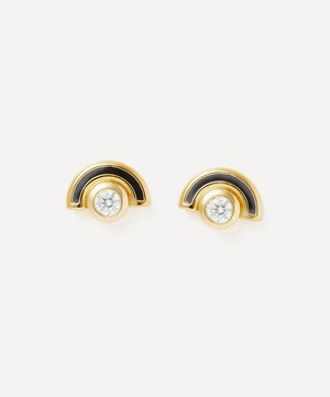 Missoma - 18ct Gold-Plated Vermeil Silver Enamel and Stone Byline Arc Stud Earrings image number 0