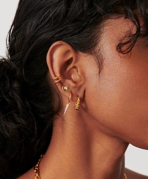 Missoma - 18ct Gold-Plated Vermeil Silver Enamel and Stone Byline Arc Stud Earrings image number 2