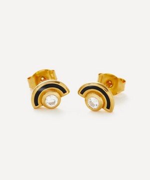 Missoma - 18ct Gold-Plated Vermeil Silver Enamel and Stone Byline Arc Stud Earrings image number 3