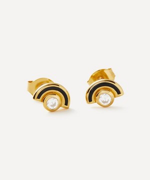 Missoma - 18ct Gold-Plated Vermeil Silver Enamel and Stone Byline Arc Stud Earrings image number 4