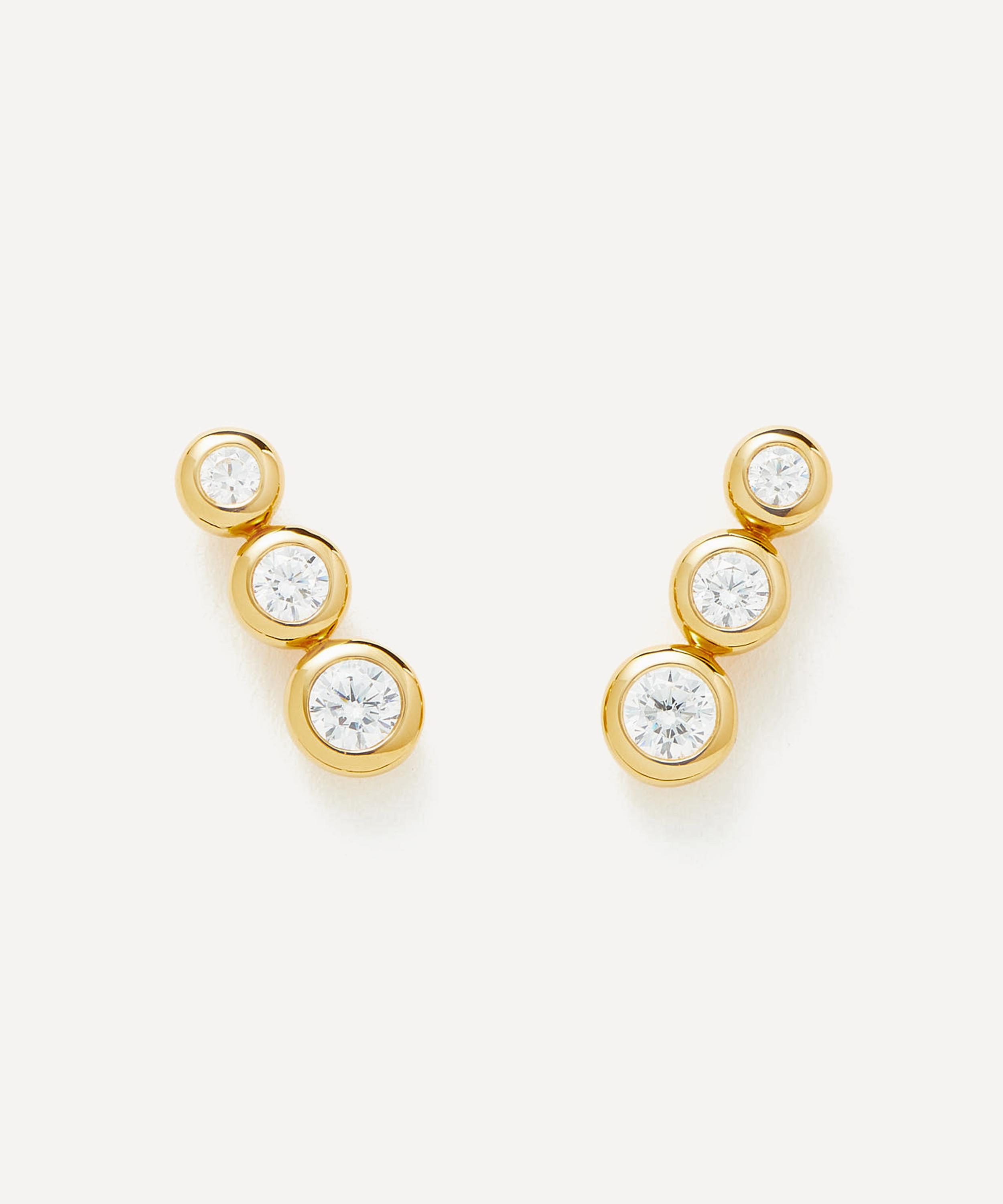 Missoma - 18ct Gold-Plated Vermeil Silver Articulated Triple Stone Stud Earrings image number 0