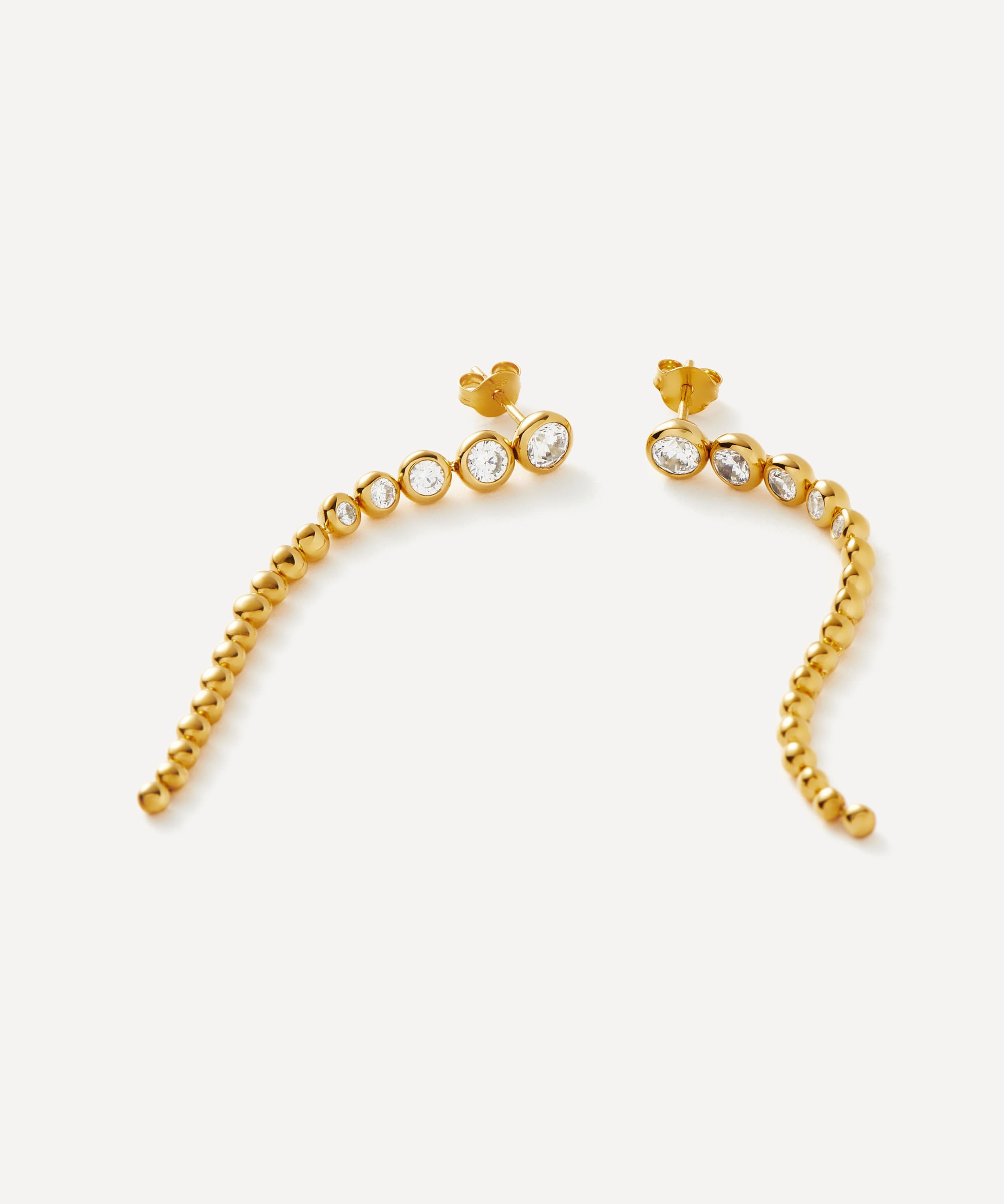 Missoma - 18ct Gold-Plated Vermeil Silver Articulated Beaded Stone Long Drop Earrings image number 4