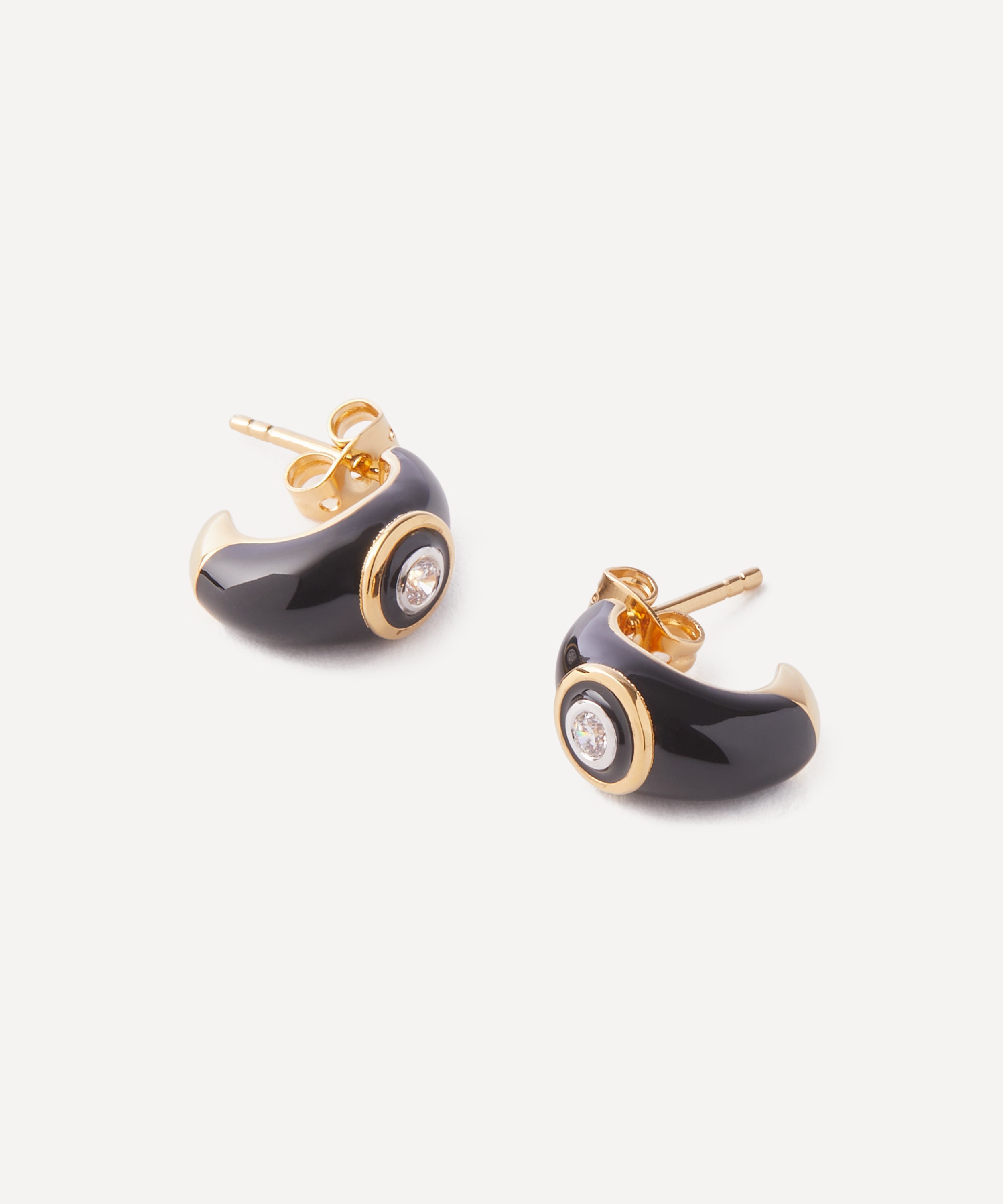 Missoma - 18ct Gold-Plated Enamel and Stone Dome Mini Hoop Earrings image number 2