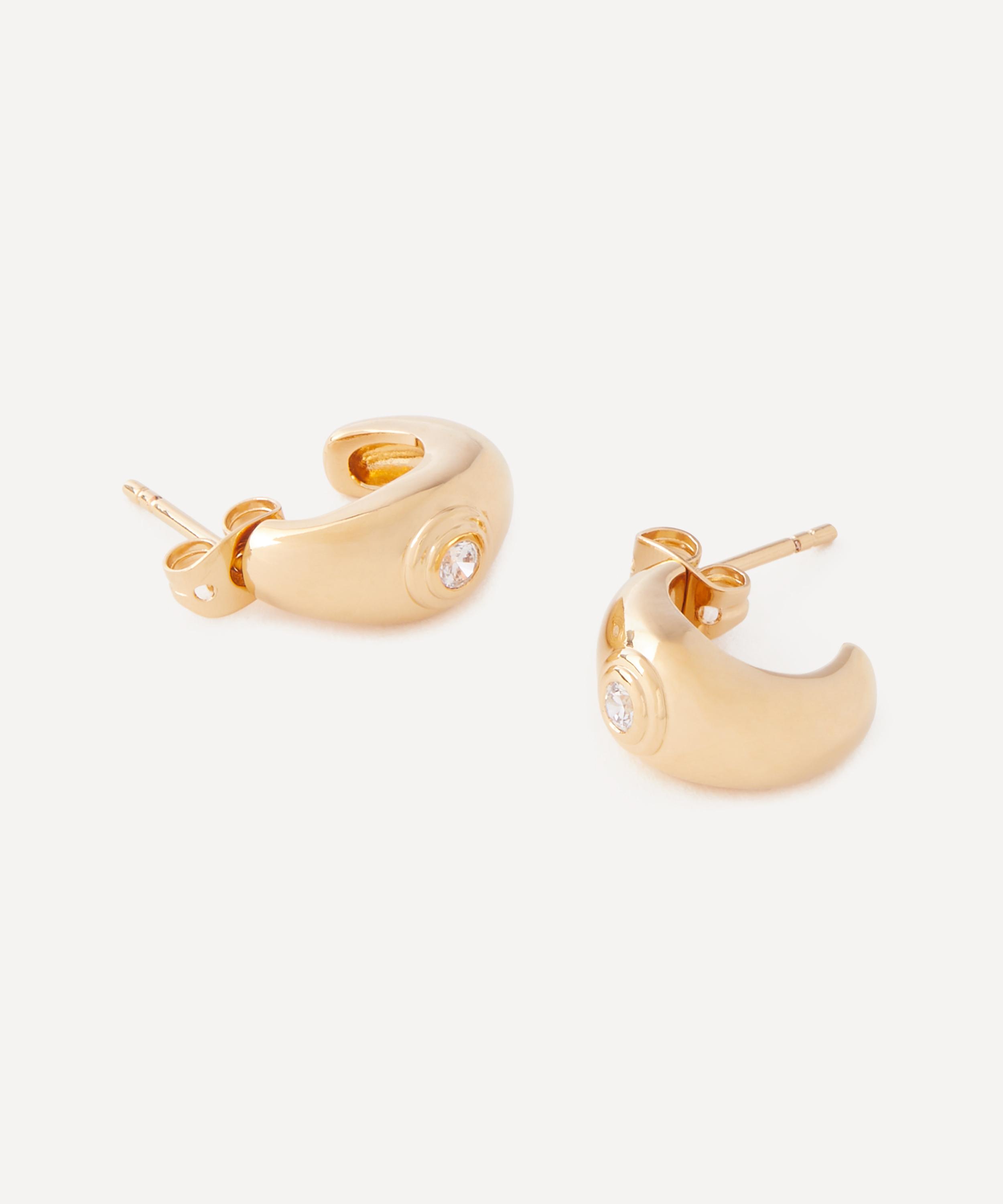 Missoma - 18ct Gold-Plated Stone Dome Mini Hoop Earrings image number 2