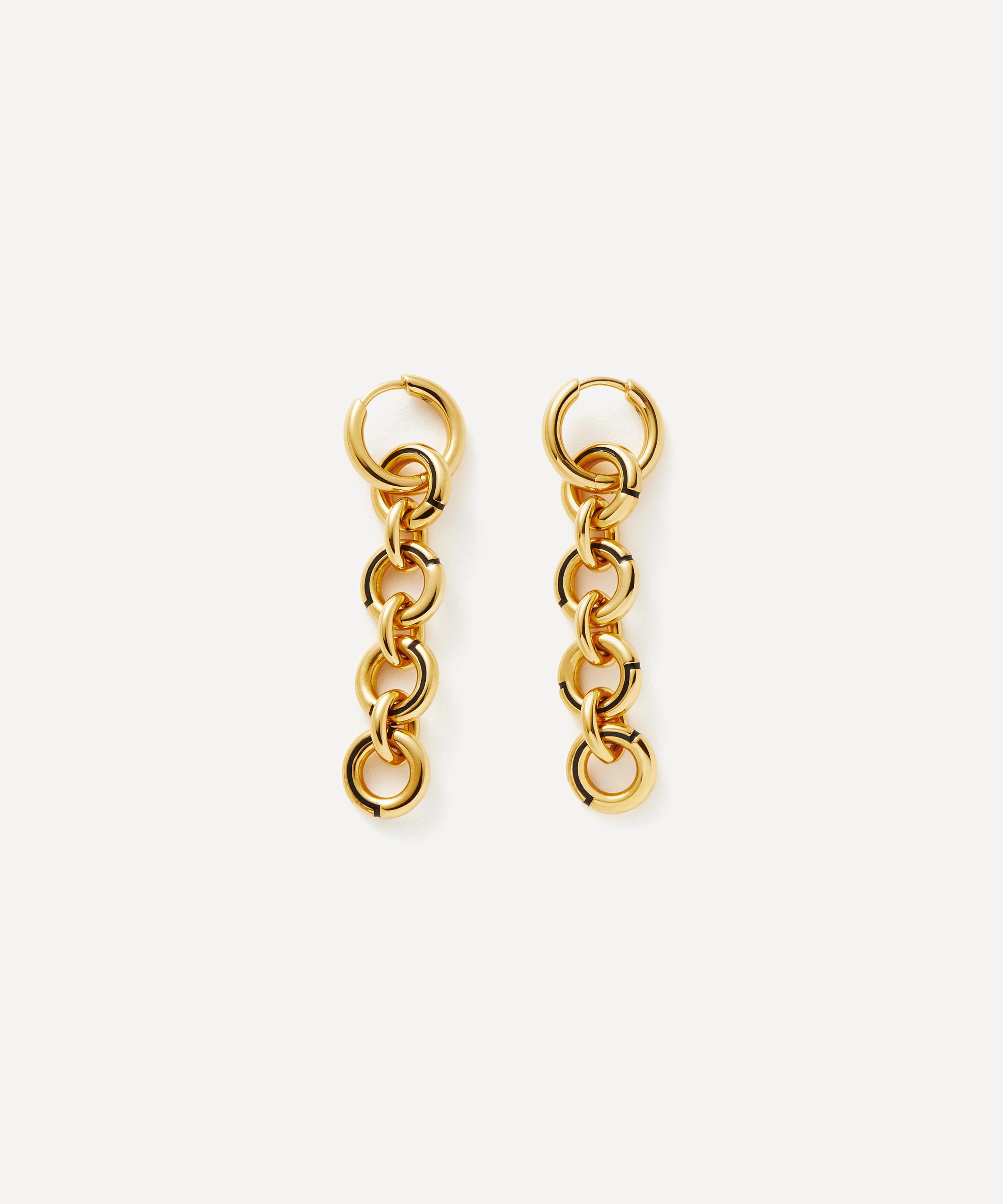 Missoma - 18ct Gold-Plated Enamel Byline Link Drop Hoop Earrings image number 0