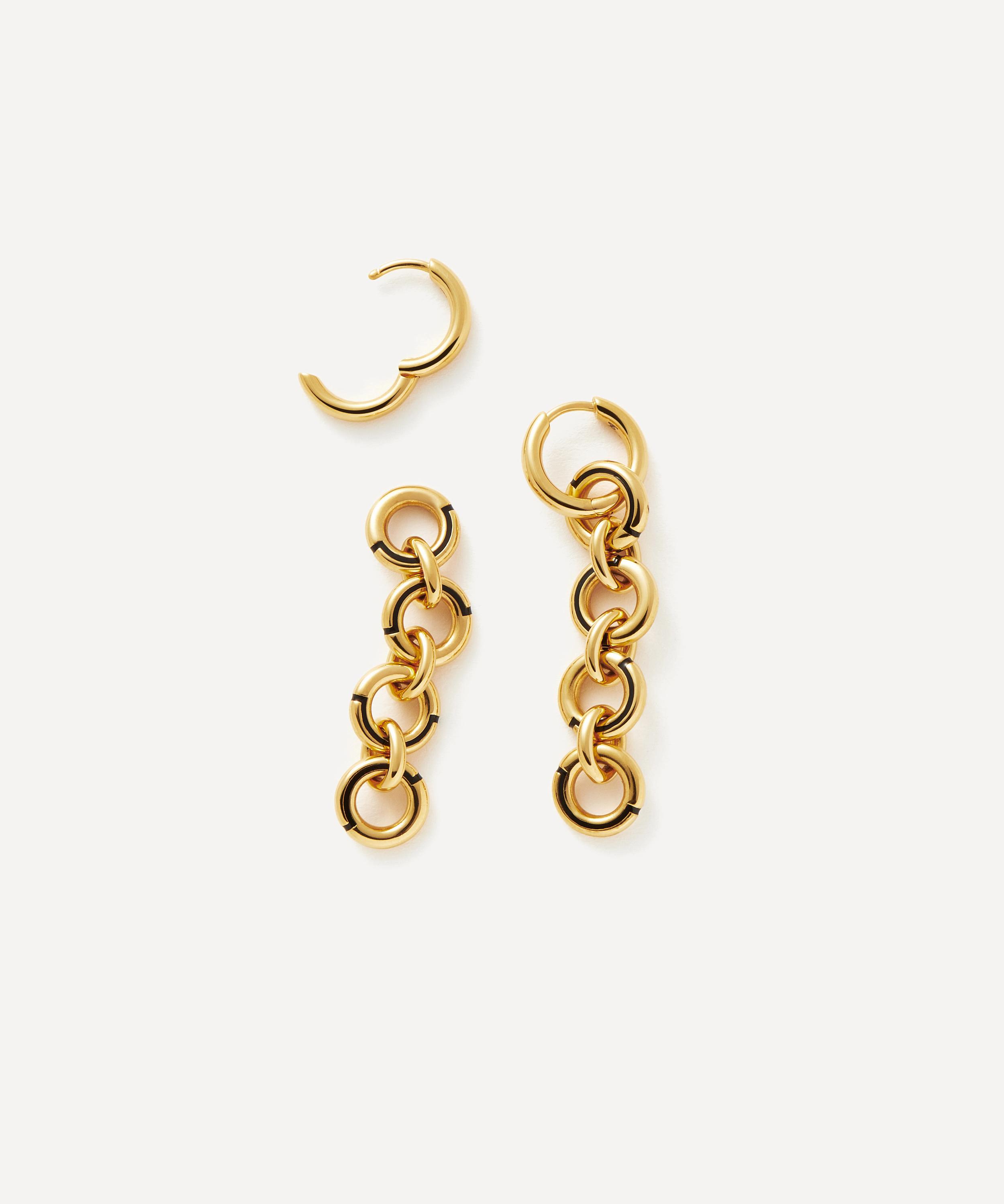 Missoma - 18ct Gold-Plated Enamel Byline Link Drop Hoop Earrings image number 3