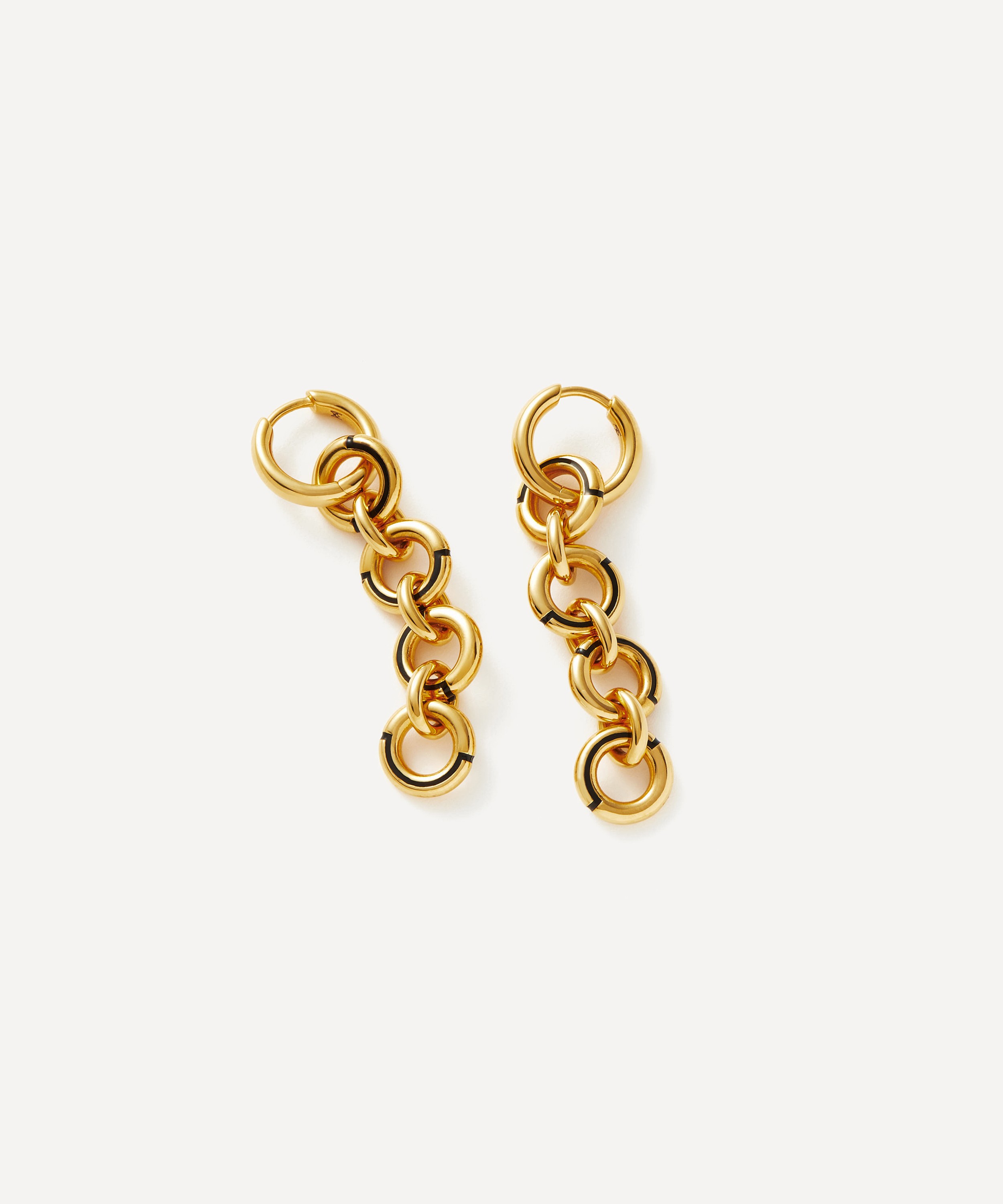 Missoma - 18ct Gold-Plated Enamel Byline Link Drop Hoop Earrings image number 4