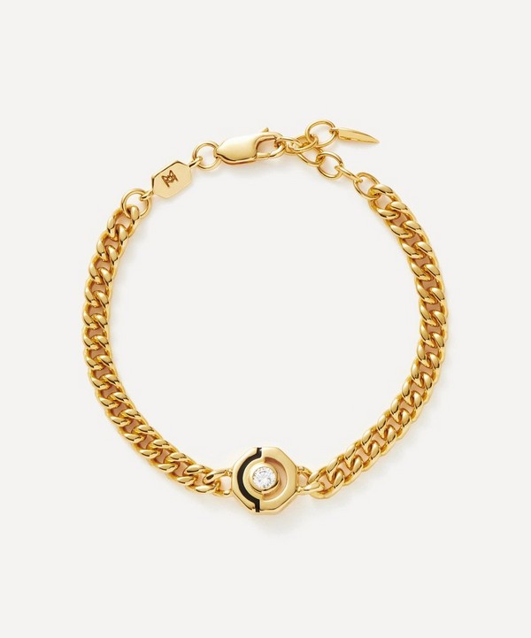 Missoma - 18ct Gold-Plated Enamel and Stone Byline Hex Charm Bracelet