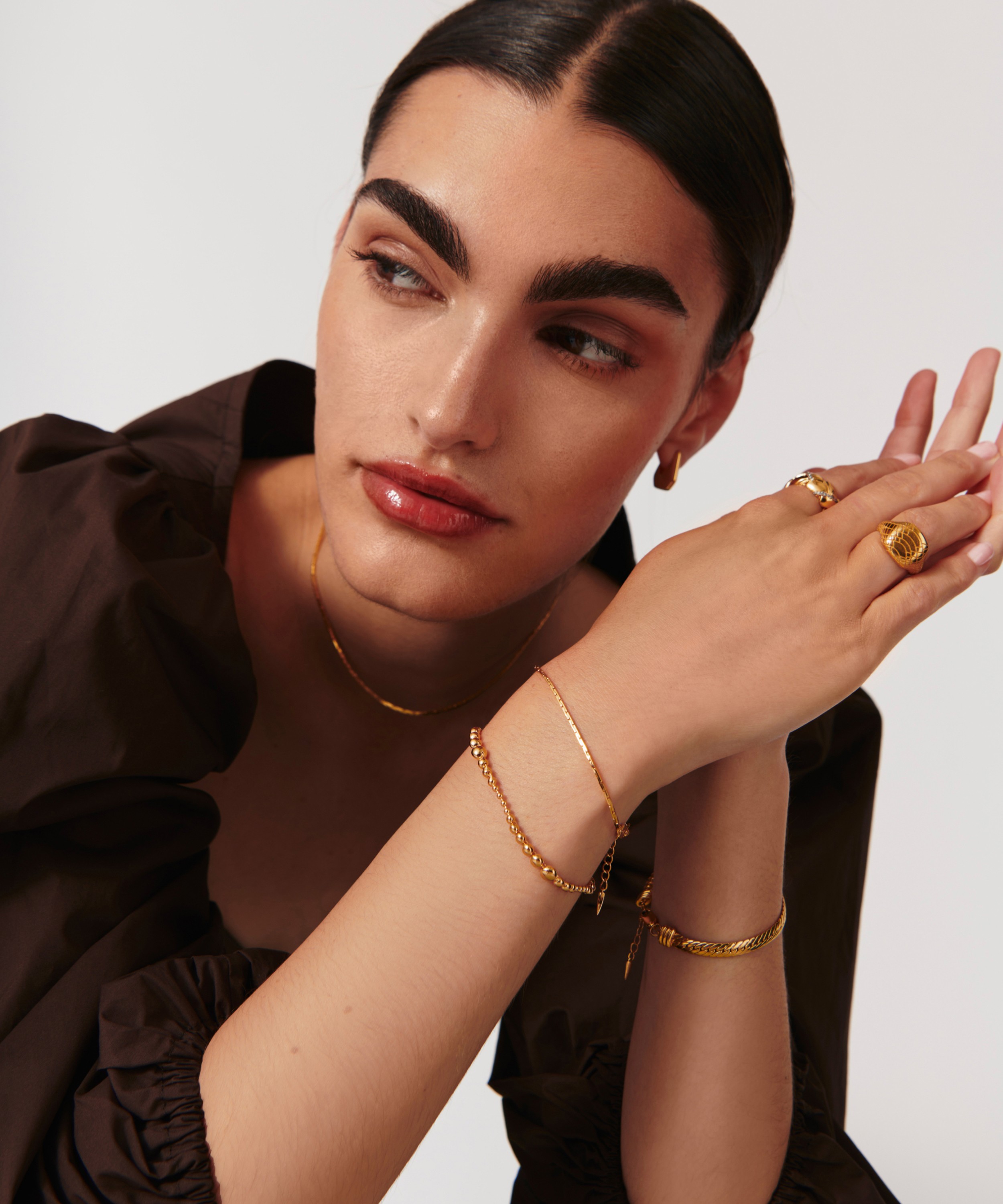 Missoma Articulated Beaded Open Ring | 18ct Gold Plated Vermeil