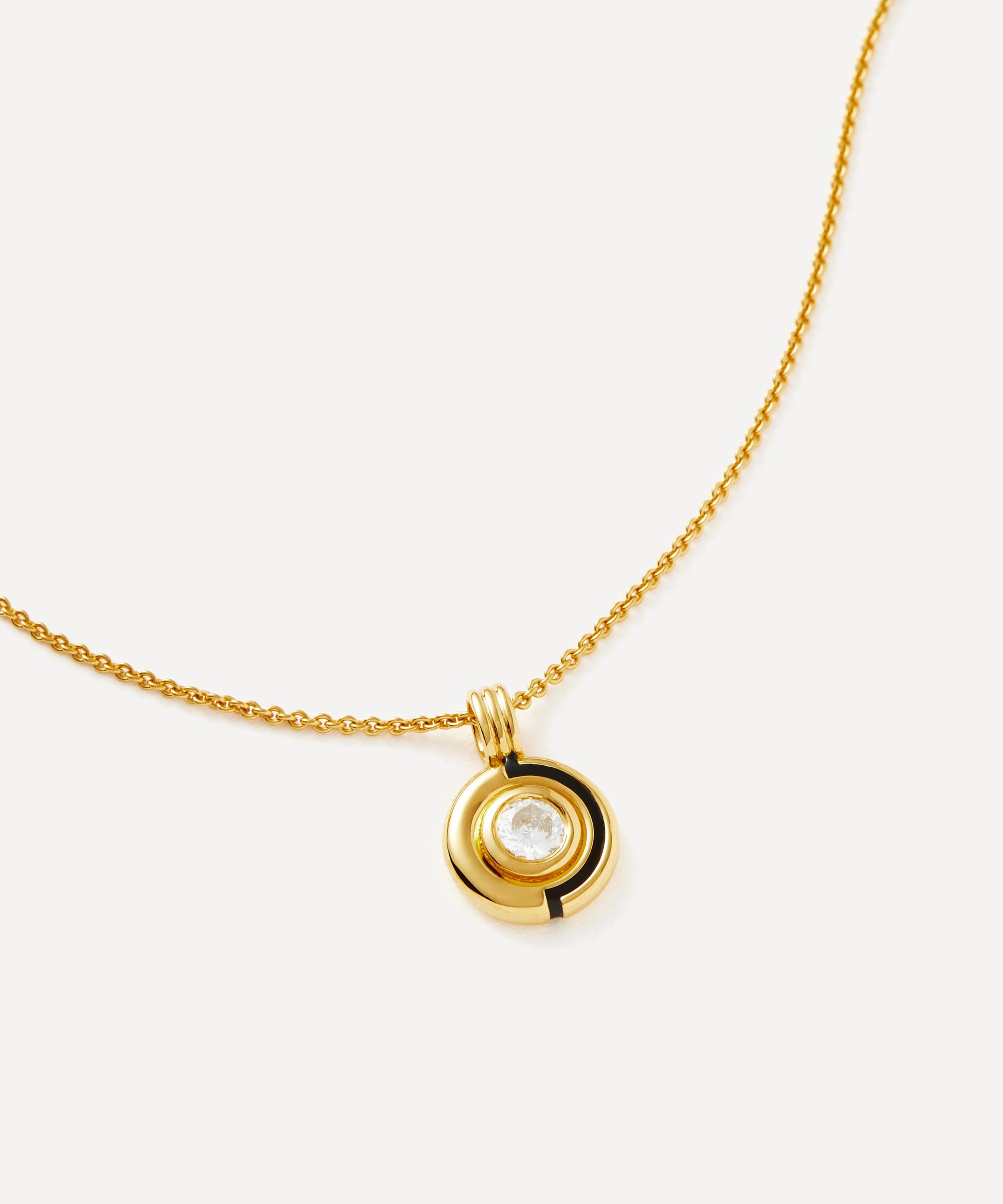 Missoma - 18ct Gold-Plated Vermeil Silver Enamel and Astone Byline Round Pendant Necklace image number 3