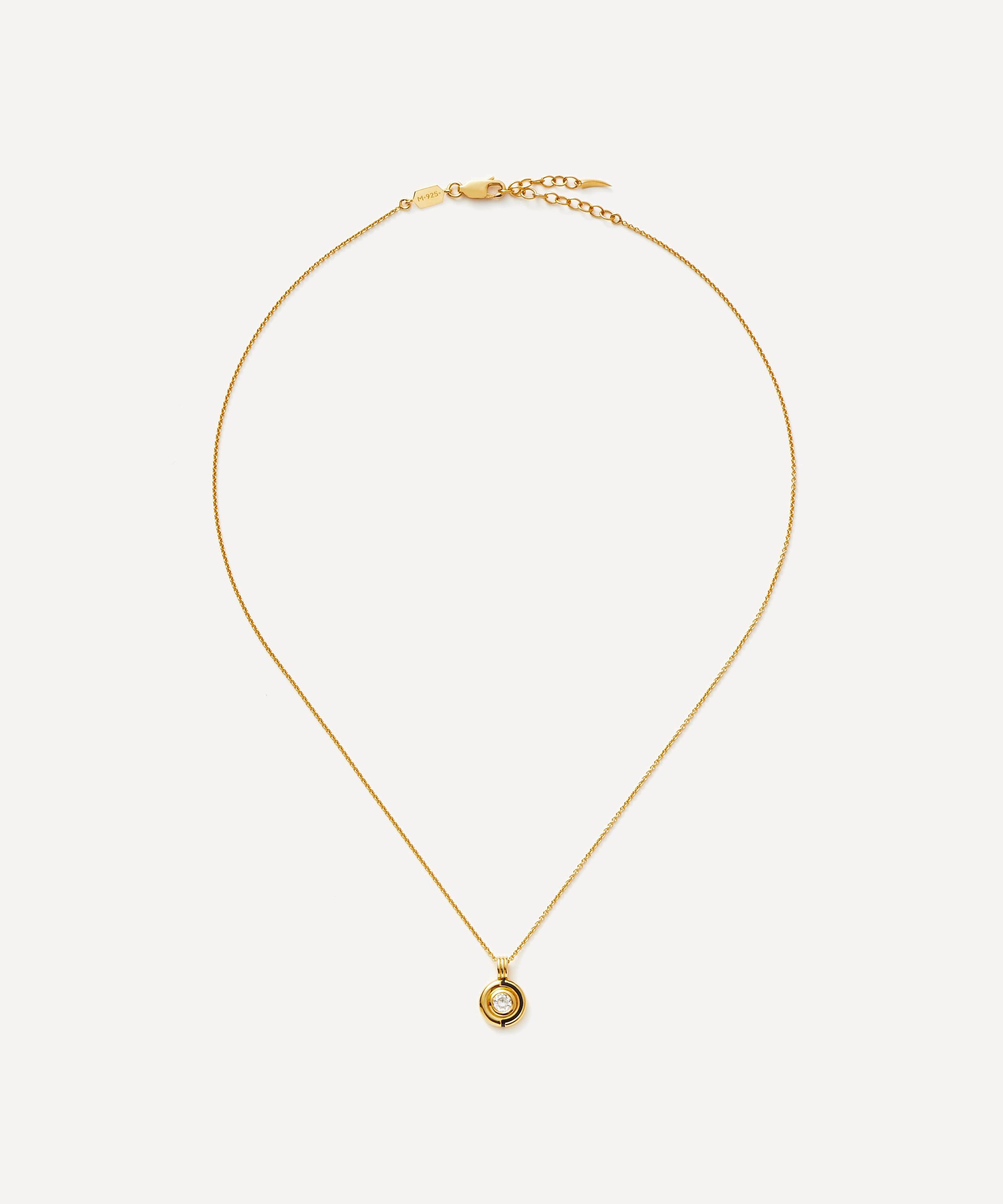 Missoma - 18ct Gold-Plated Vermeil Silver Enamel and Astone Byline Round Pendant Necklace image number 4