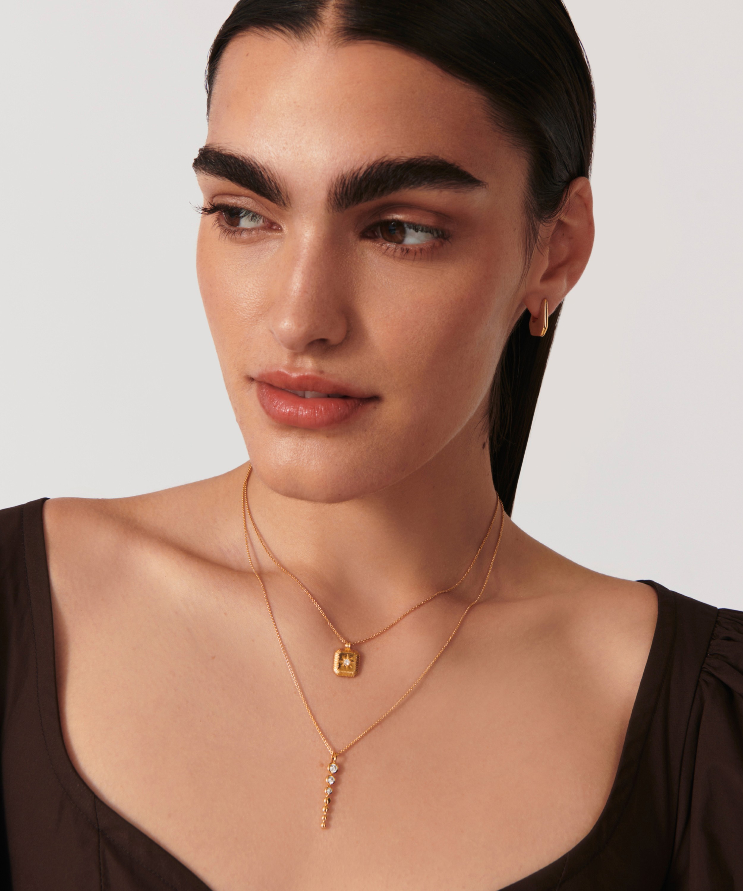 Missoma - 18ct Gold-Plated Vermeil Silver Articulated Reversible Beaded Stone Drop Pendant Necklace image number 2