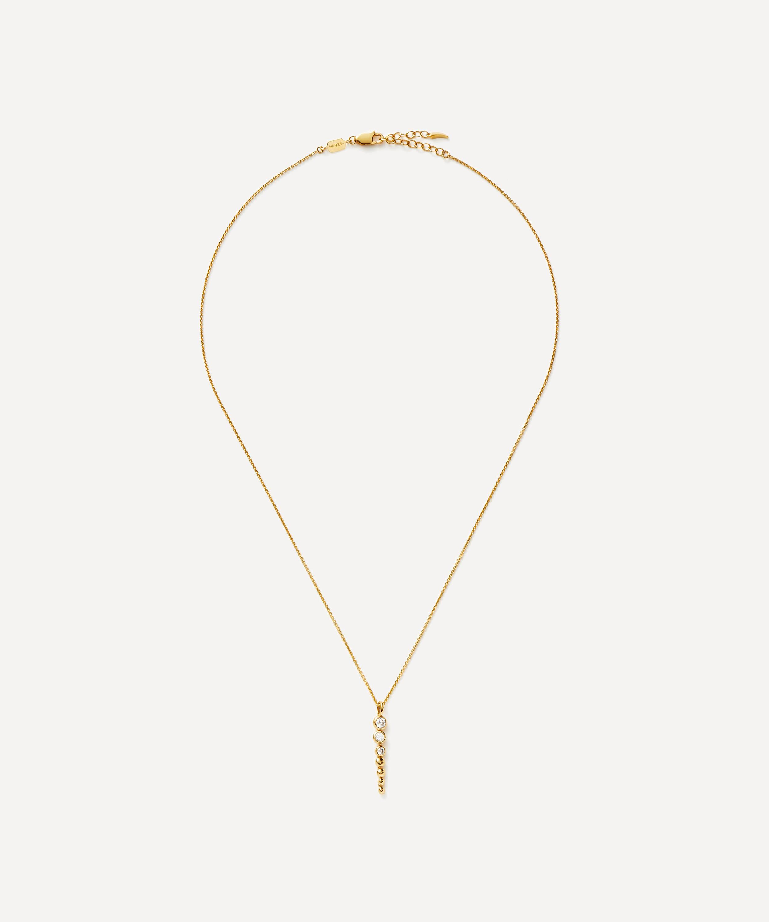 Missoma - 18ct Gold-Plated Vermeil Silver Articulated Reversible Beaded Stone Drop Pendant Necklace image number 4