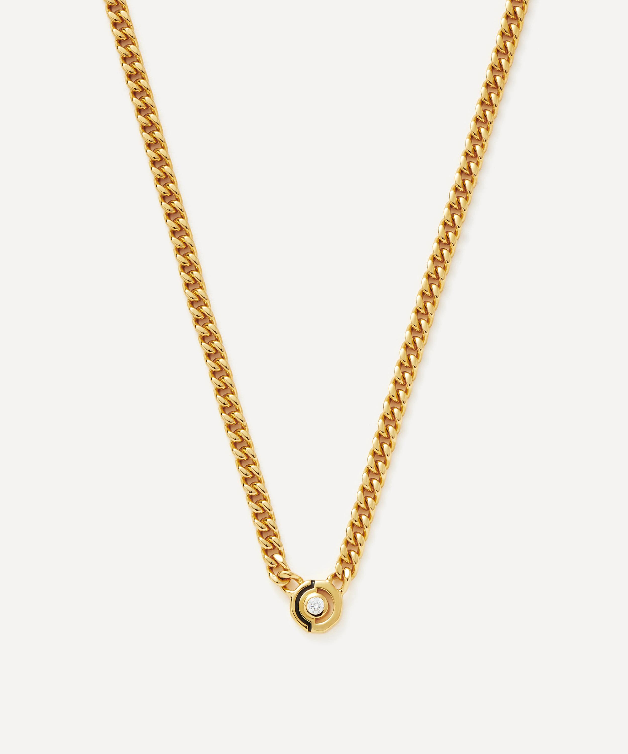 Missoma - 18ct Gold-Plated Enamel and Stone Floating Hex Charm Pendant Chain Necklace image number 0