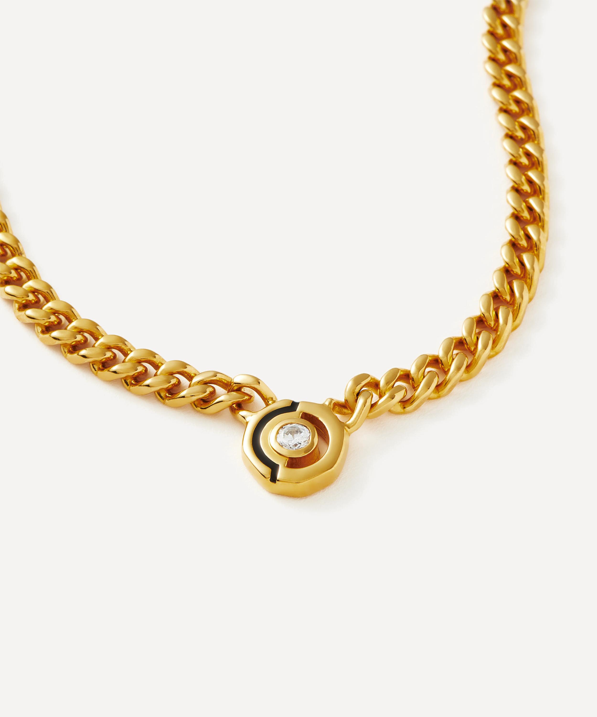 Missoma - 18ct Gold-Plated Enamel and Stone Floating Hex Charm Pendant Chain Necklace image number 3
