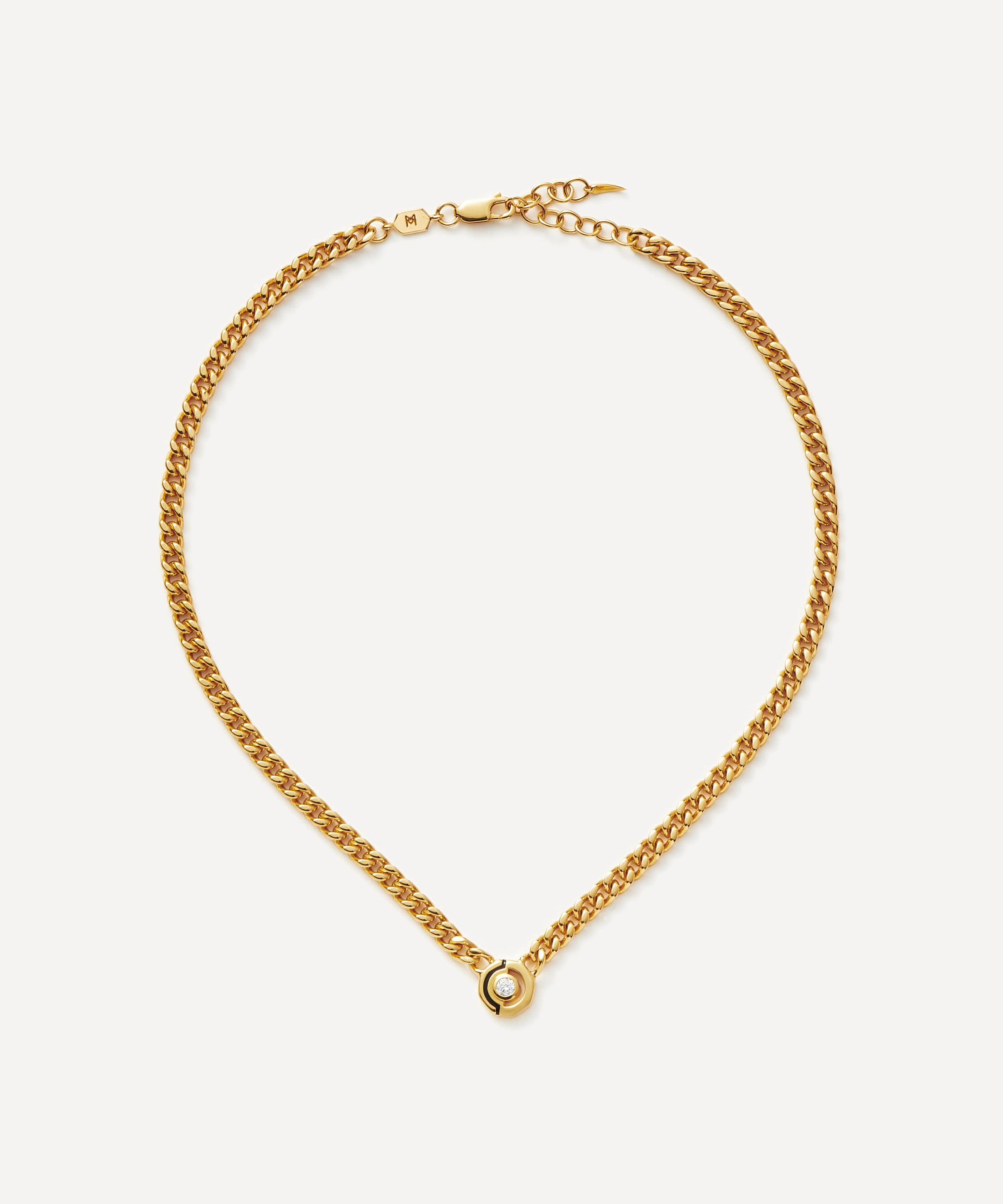 Missoma 18ct Gold-Plated Enamel and Stone Floating Hex Charm 