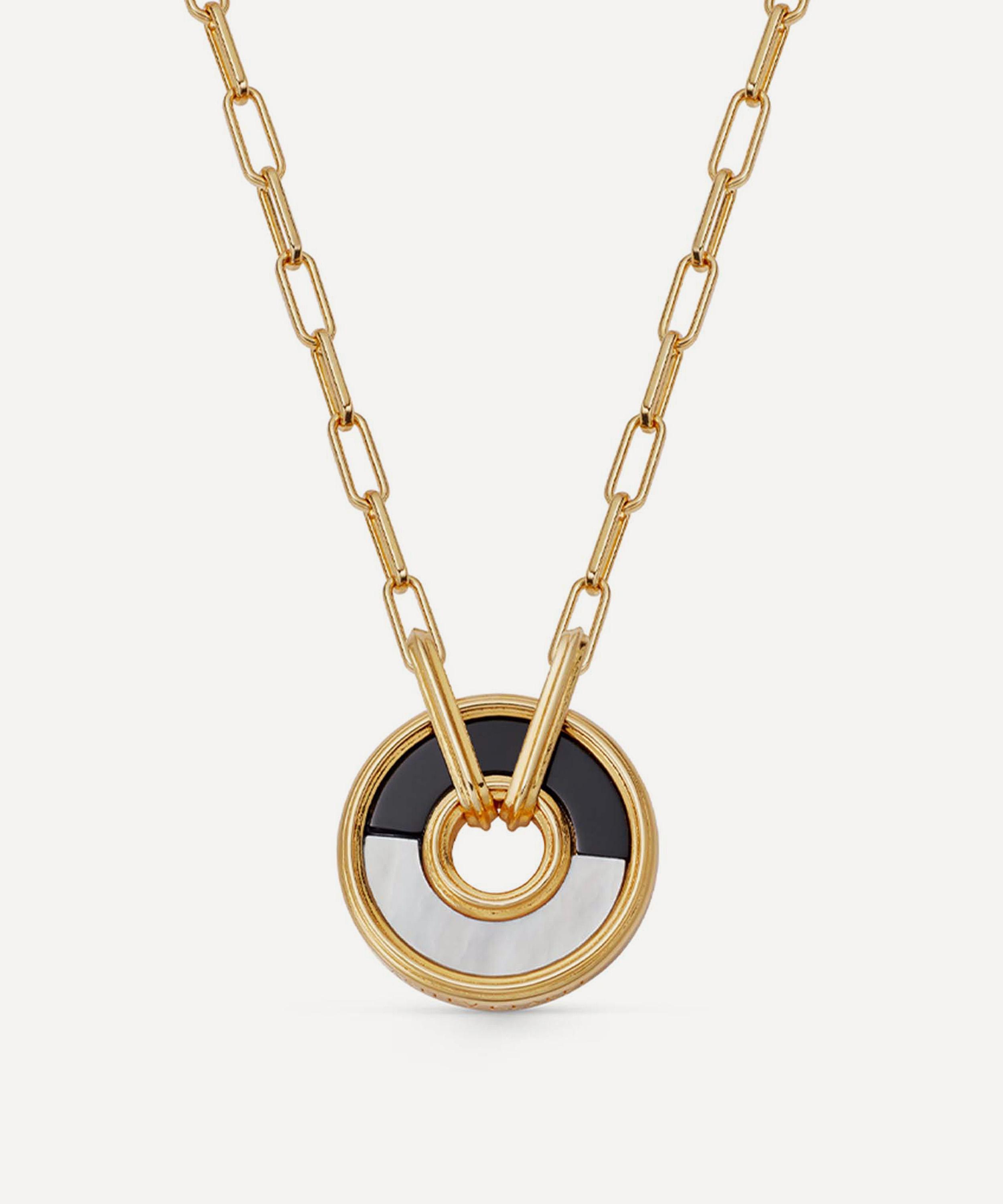 Astley Clarke - 18ct Gold-Plated Vermeil Silver Fuse Black Onyx and Mother of Pearl Pendant Necklace image number 0