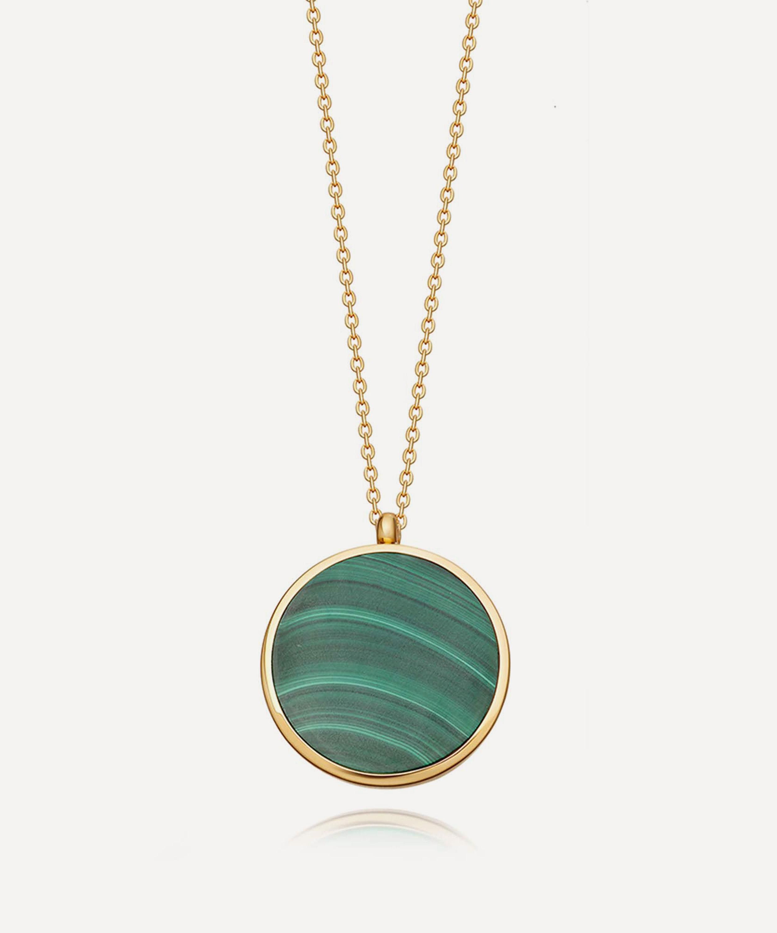 Astley Clarke - 18ct Gold Plated Vermeil Silver Stilla Malachite Locket Necklace image number 0