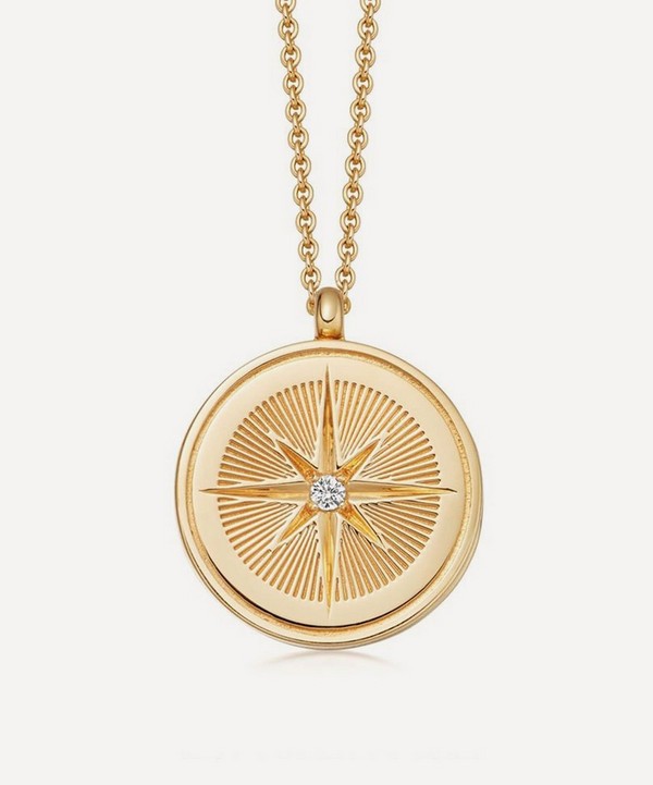 Astley Clarke - 18ct Gold-Plated Vermeil Silver Celestial Compass Locket Necklace image number null