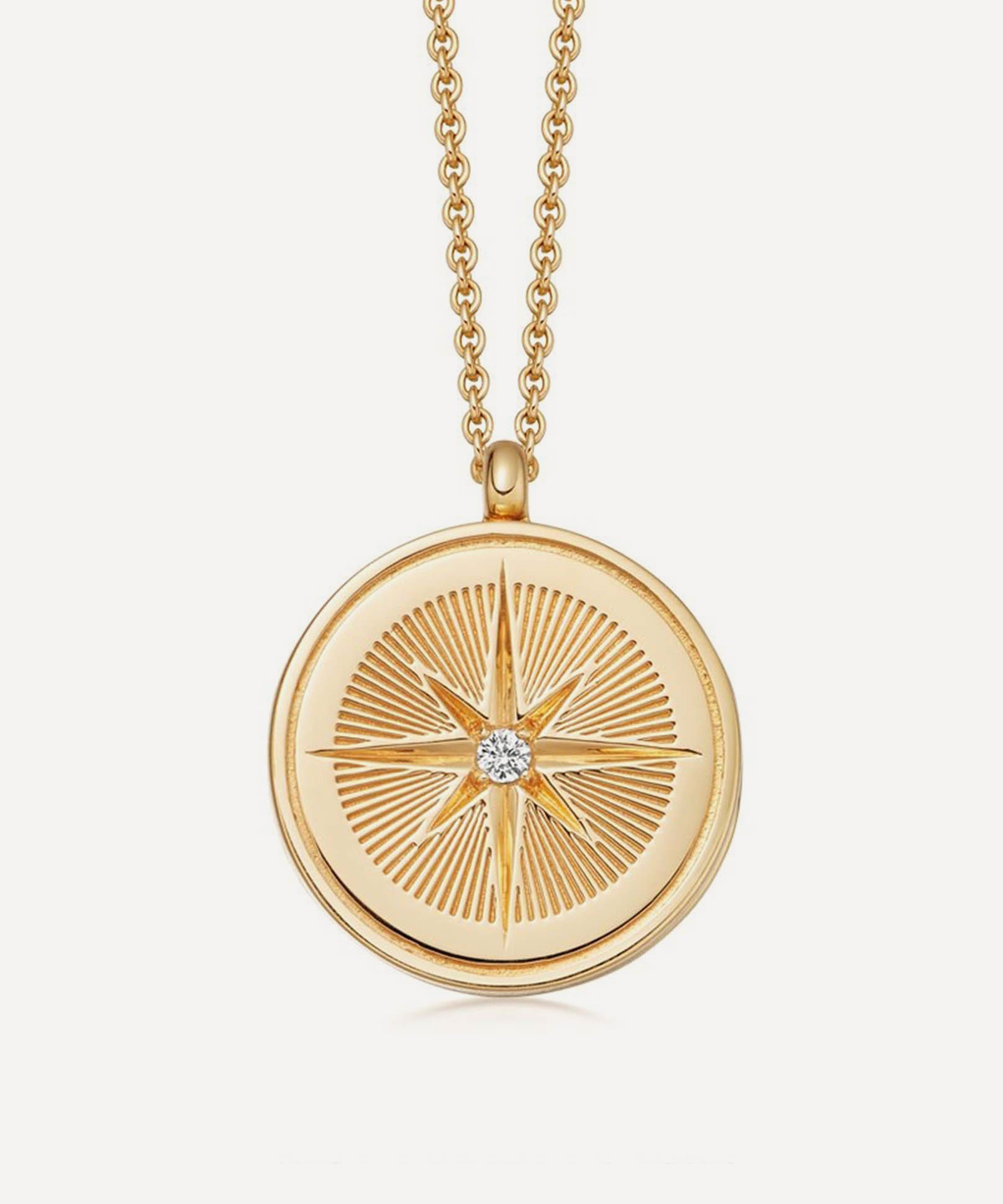 Astley Clarke - 18ct Gold-Plated Vermeil Silver Celestial Compass Locket Necklace image number 0