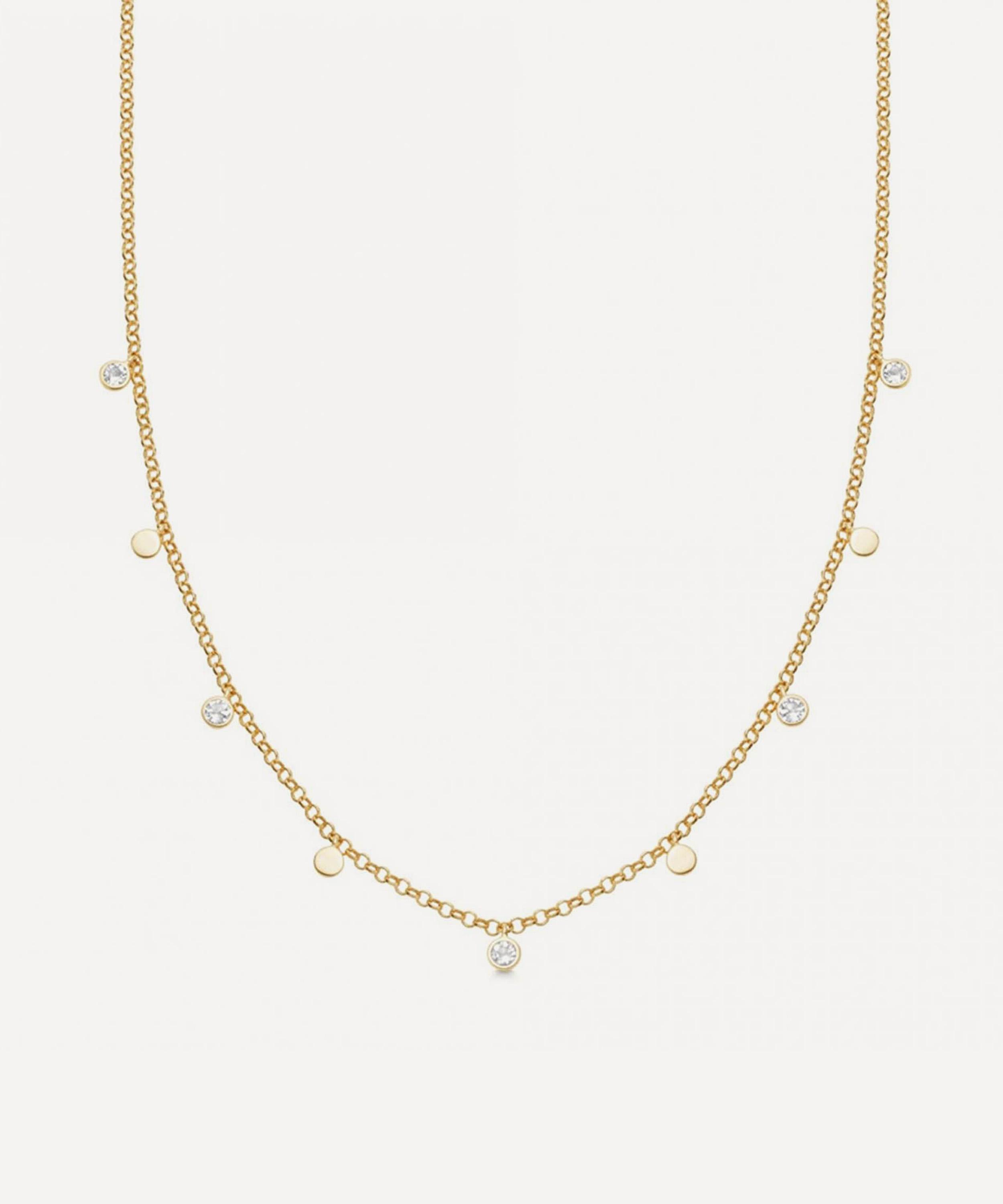 Astley Clarke - 18ct Gold-Plated Vermeil Silver Biography Single Adorned Rainbow Moonstone Necklace image number 0
