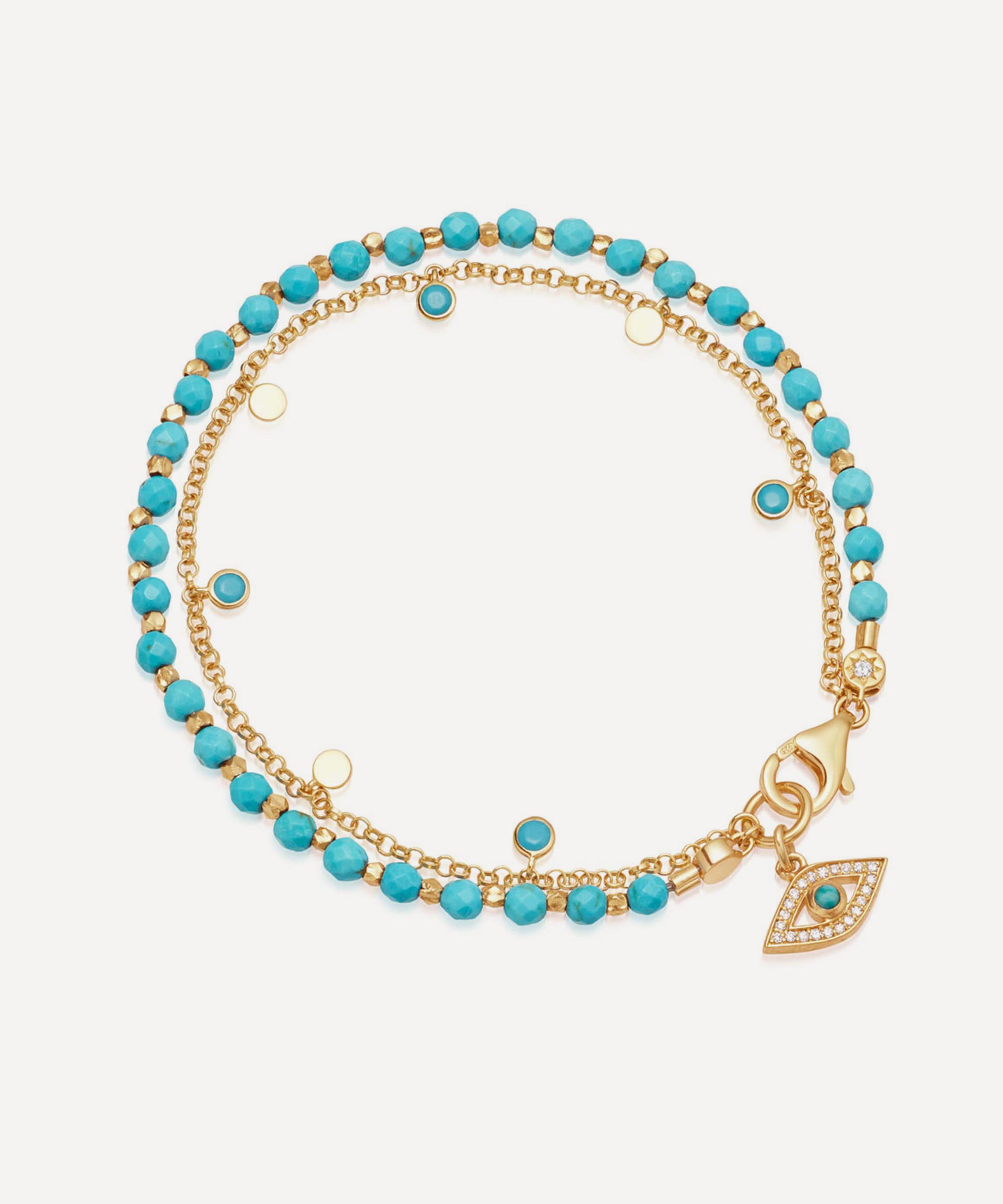 Astley Clarke - 18ct Gold-Plated Vermeil Silver Biography Adorned Turquoise Evil Eye Bracelet