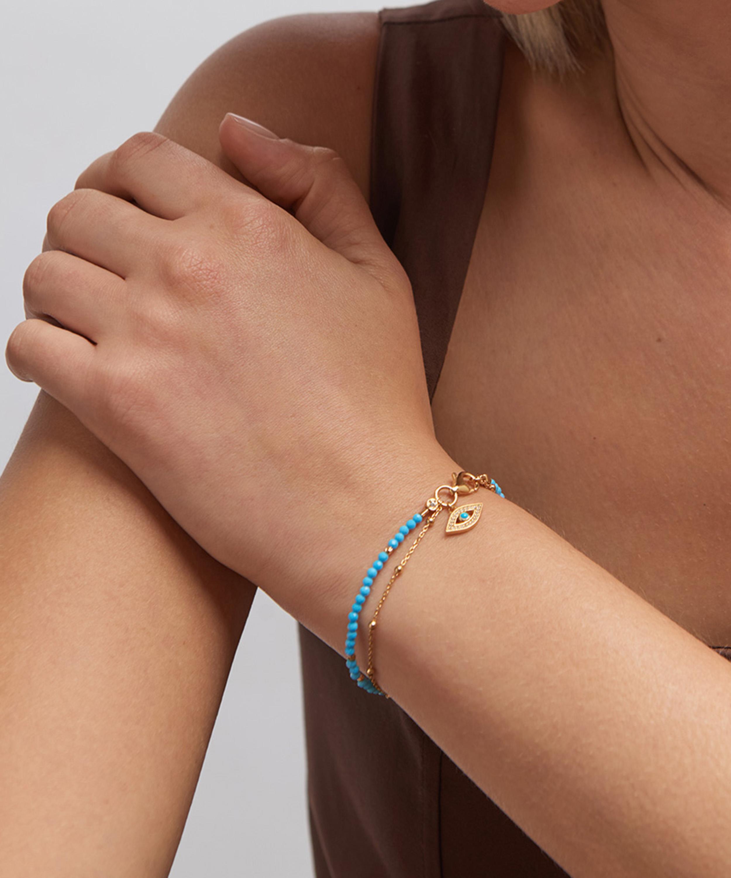 Astley Clarke - 18ct Gold-Plated Vermeil Silver Biography Adorned Turquoise Evil Eye Bracelet image number 2