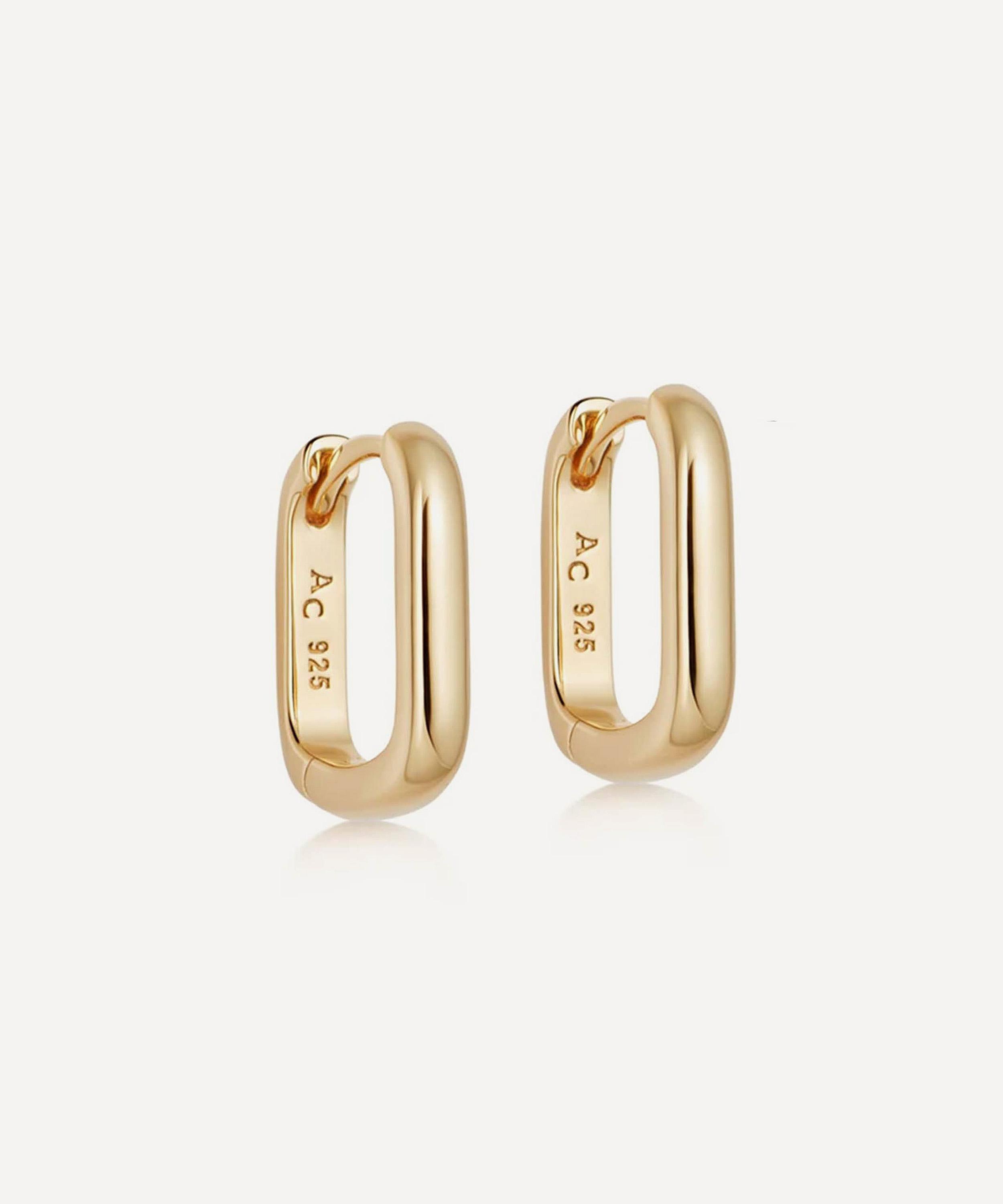 Astley Clarke - 18ct Gold-Plated Vermeil Silver Celestial Small Oblong Huggie Hoop Earrings