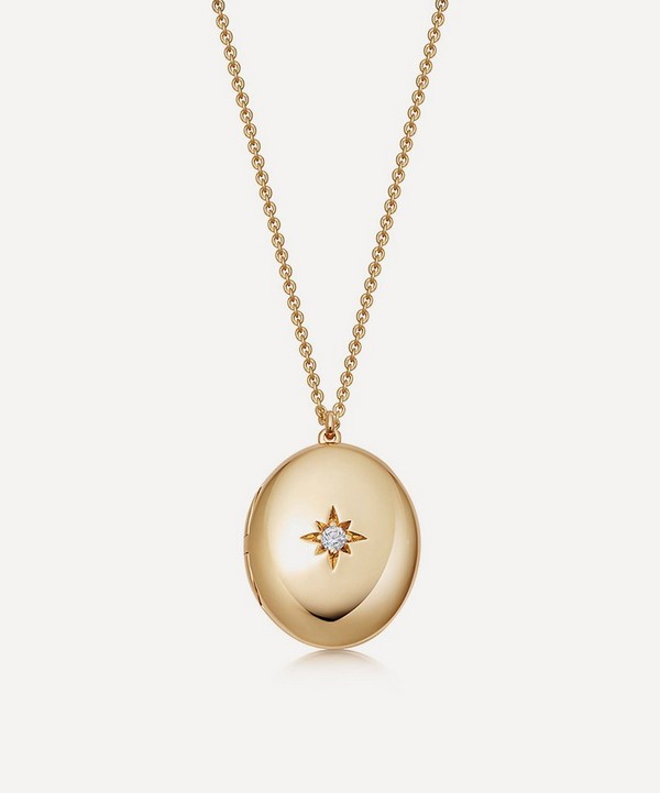 Astley Clarke - 18ct Gold-Plated Vermeil Silver Biography Oval Locket Necklace image number null