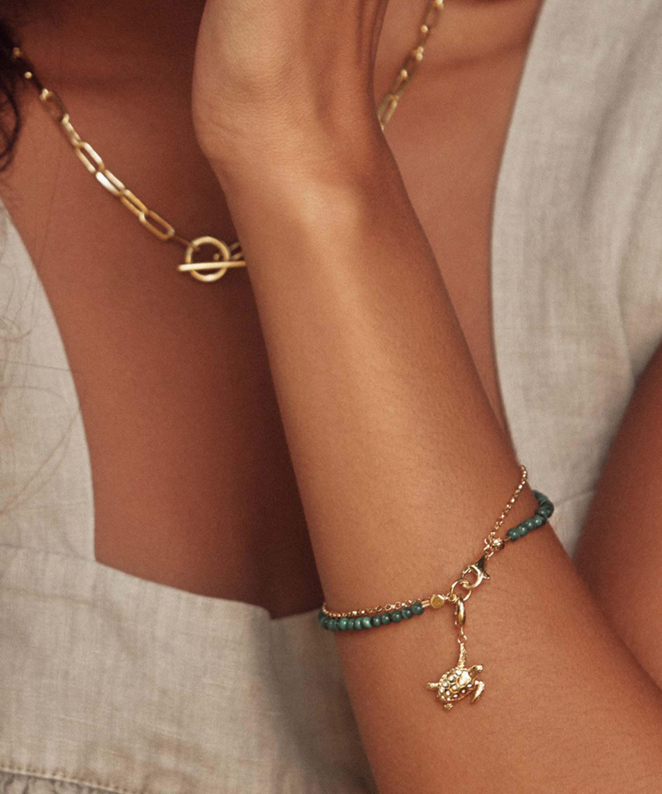 Astley Clarke - 18ct Gold-Plated Vermeil Silver Biography Malachite Bracelet image number 1