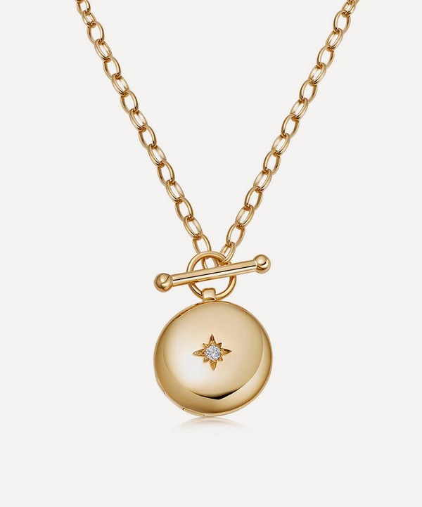 Astley Clarke - 18ct Gold-Plated Vermeil Silver Biography T-Bar Locket Necklace image number null