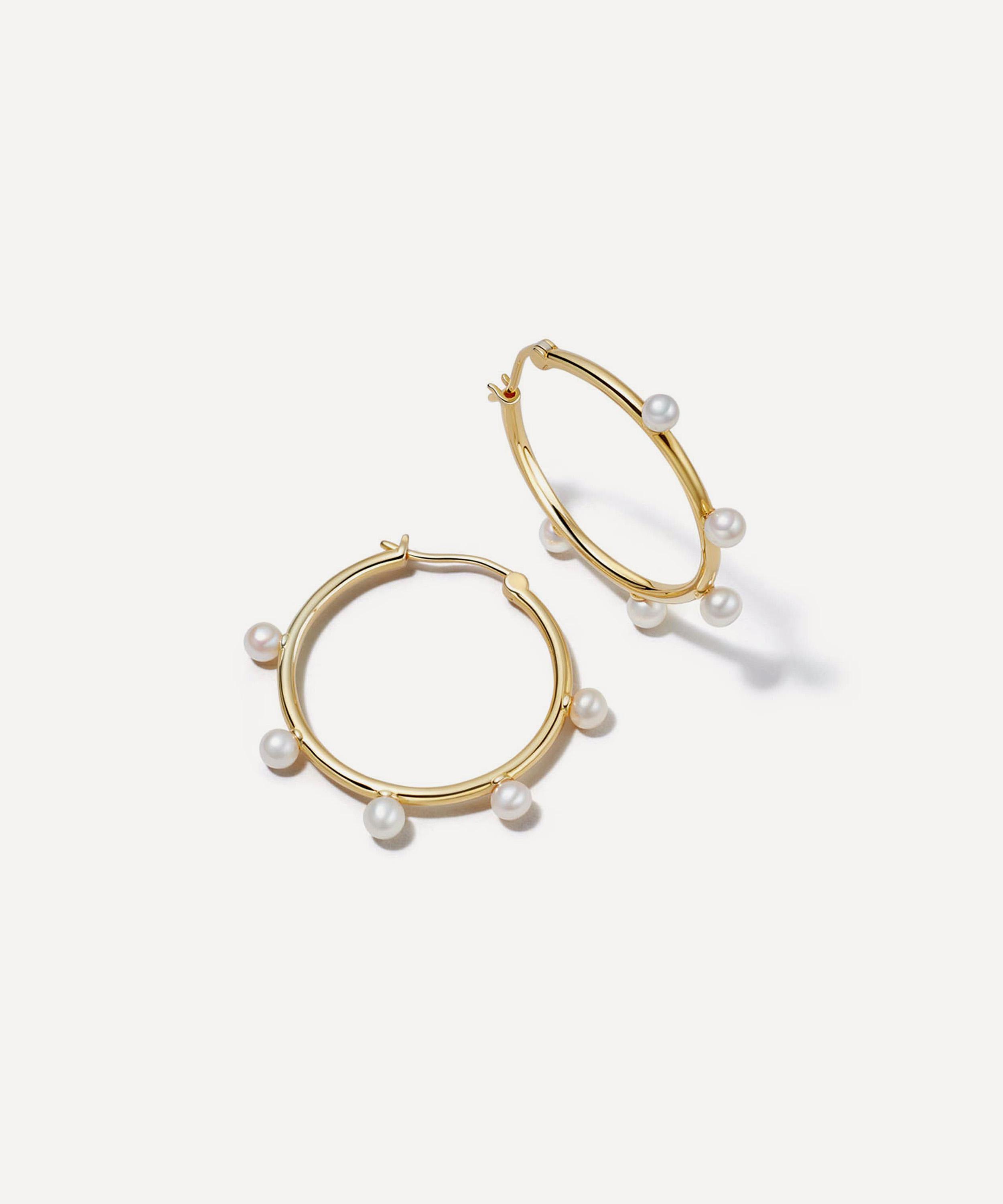 Astley Clarke - 18ct Gold-Plated Vermeil Silver Celestial Five Pearl Hoop Earrings image number 0